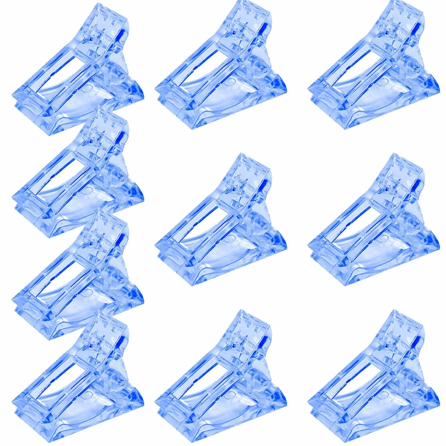 Pinces Ongles Transparentes en Gel, Clip à Ongles Cristal pour Extensions d'Ongles et Manucure (Bleu)