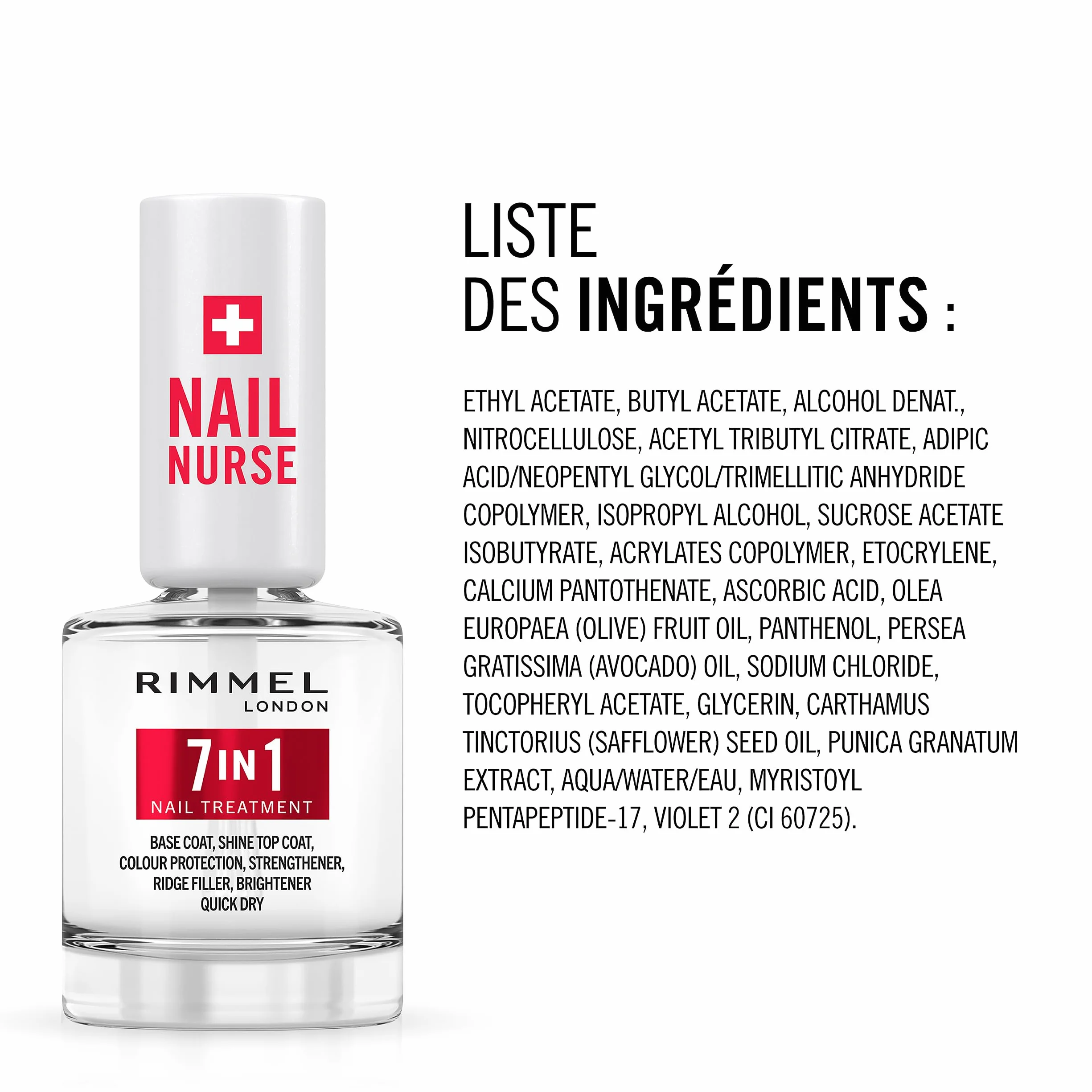 Rimmel London Base & Top Coat 7 en 1 polyvalent 12 ml soin des ongles vegan