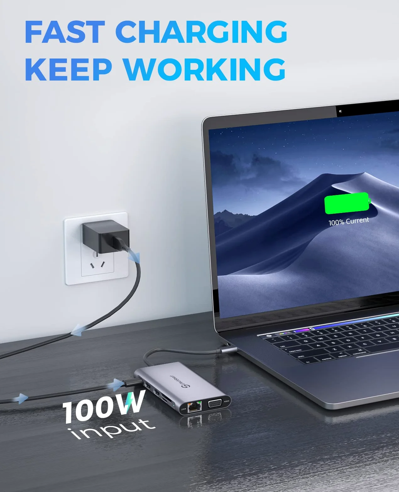 Hub USB C, Station d'accueil, UtechSmart 11 en 1 Triple Affichage USB C Hub Double 4K HDMI, VGA, Port de Charge PD 100 W, Lecteur de Carte SD TF, 4 Ports USB C Dock Compatible avec MacBook, Autres