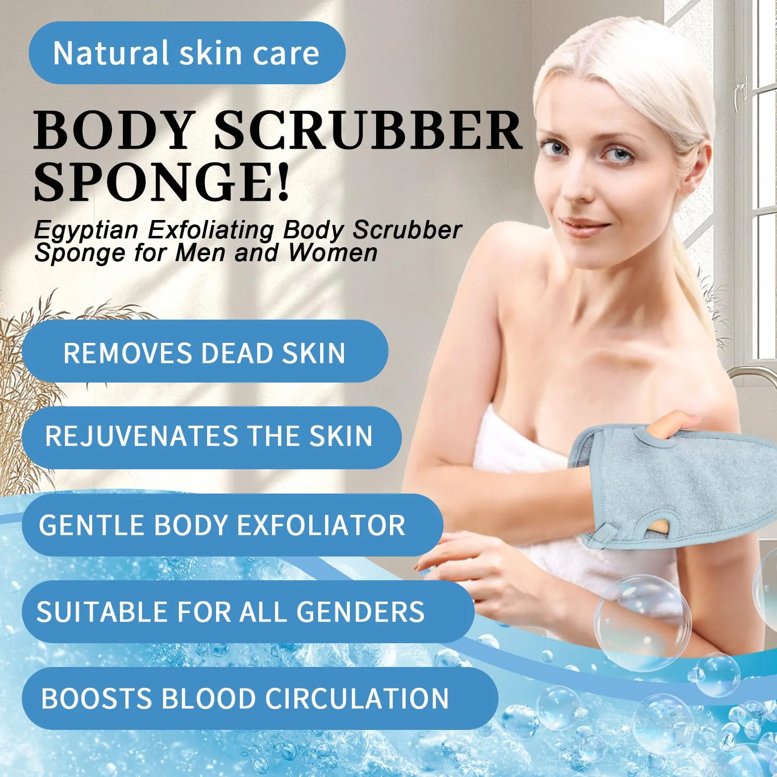 Gant Exfoliant Corps 2 Pièces, Mitaines Gommage Massage Peau Morte, avec Cordon de Suspension Gris