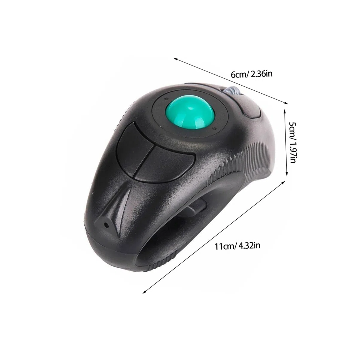 Healeved Souris sans Fil Portable à Trackball 2.4ghz Port USB, Forme Dauphin en Plastique, 5 Boutons, Commande par Pouce, Compatible Ordinateur Portable