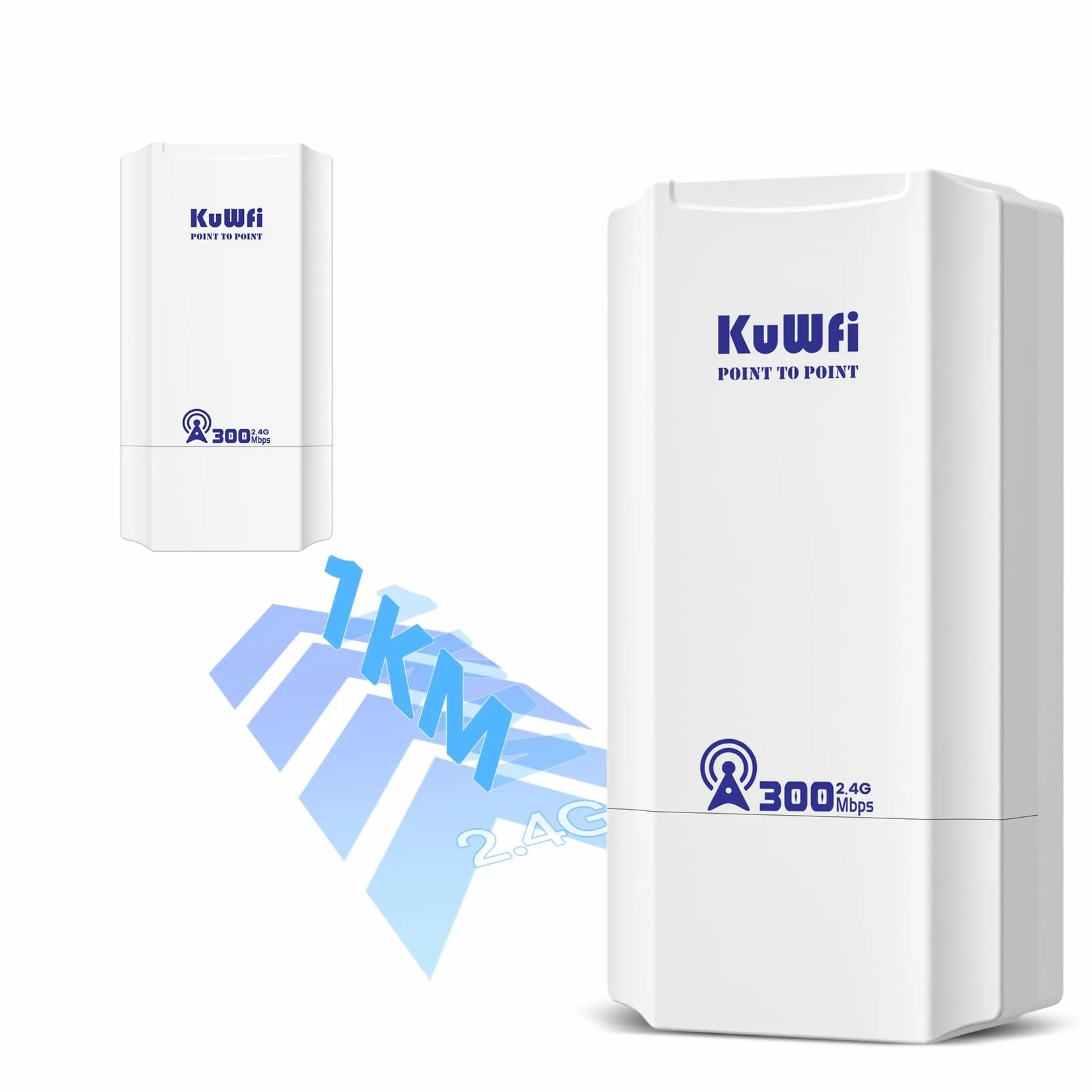 Point d'accès externe, pont sans fil KuWFi 2,4 GHz 300 Mbps, antenne Wi-Fi externe 8 dBi CPE avec écran LED pour la configuration WDS PT/PTMP, Wi-Fi point à point longue portée 1 km pour routeur/camér
