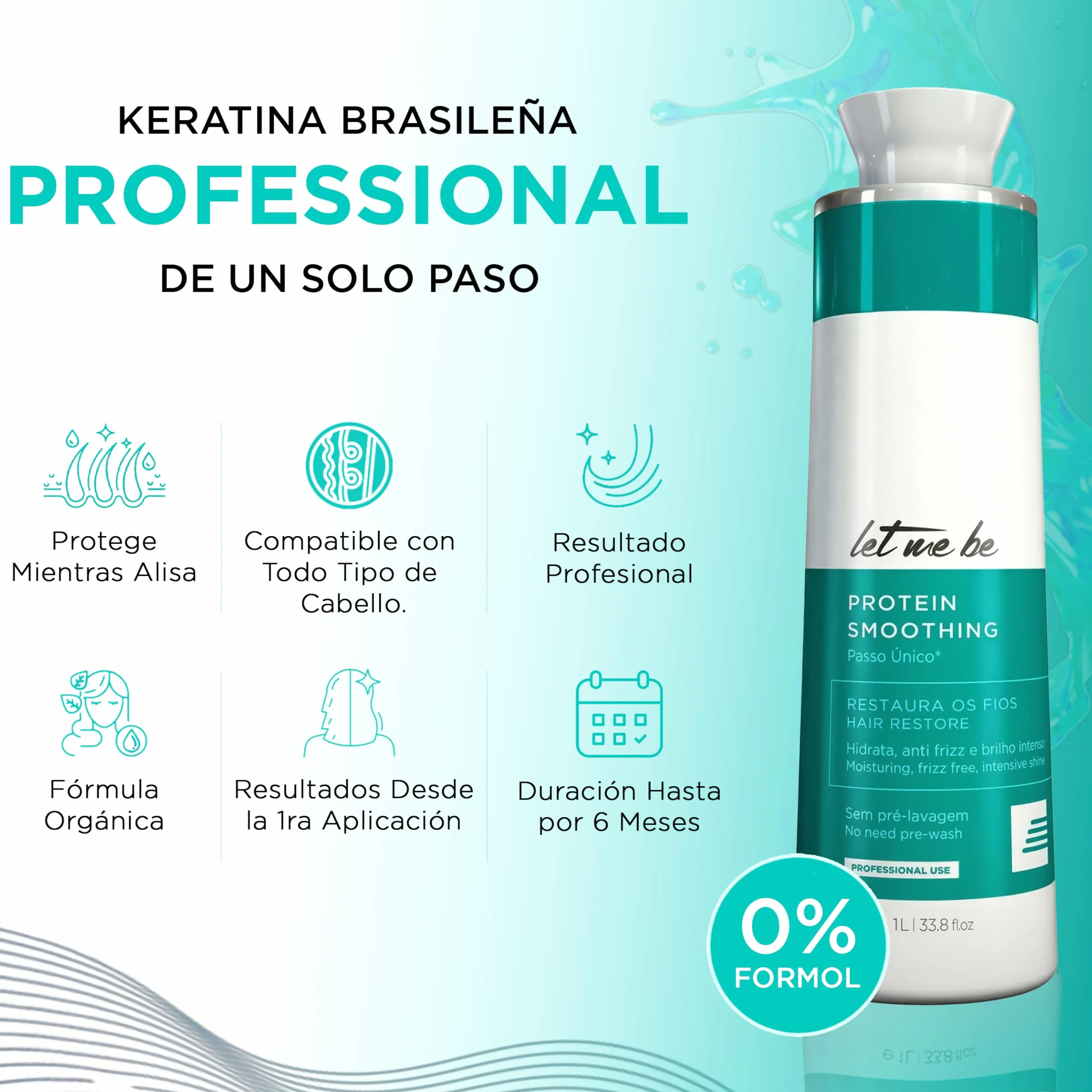 Let Me Be Protein Smoothing Lissage Bresilien Keratine 500 ml Anti-Frisottis Sans Formaldéhyde