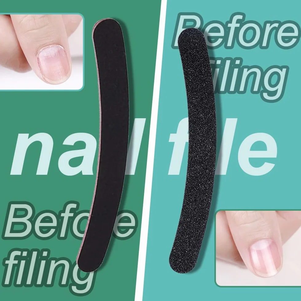 Limes à Ongles Professionnelles 4 Pcs Incurvé Banane Double Face