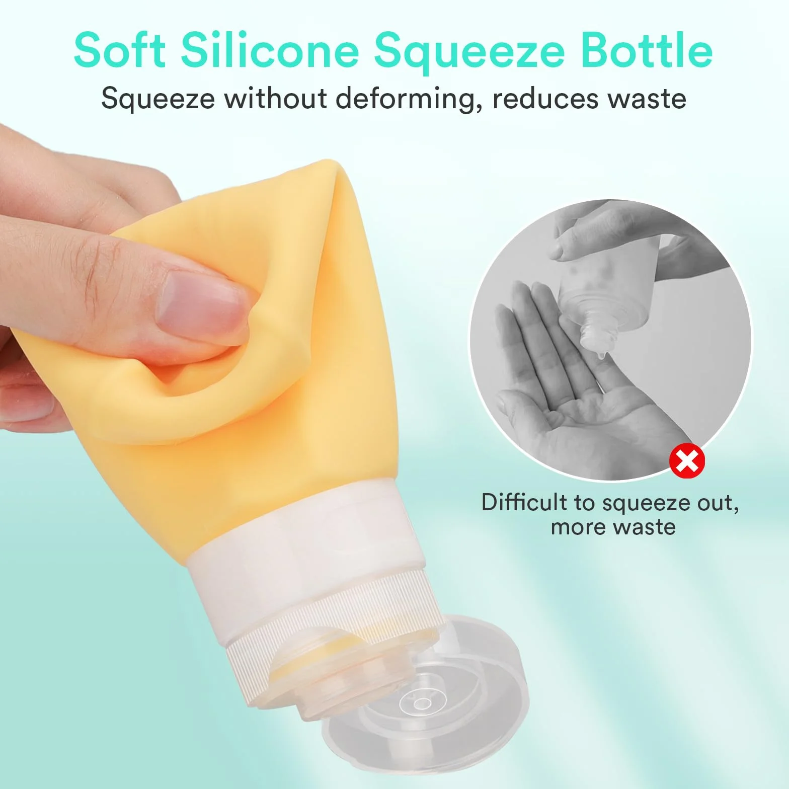 Alyvisun 5 Pièces Flacon Voyage en Silicone 100ml Anti-Fuite Rechargeable avec Sac de Rangement