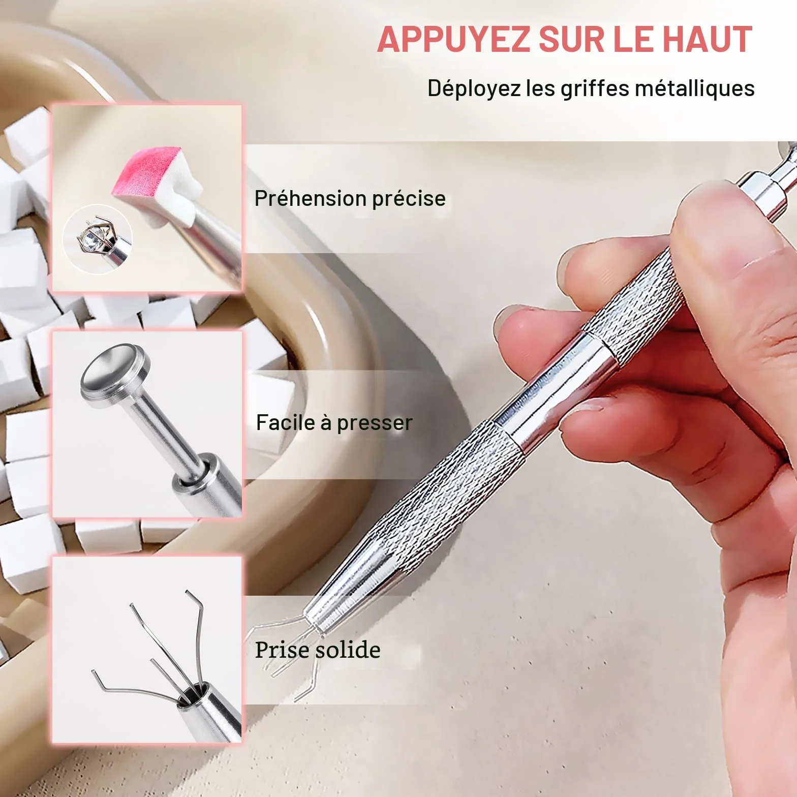 Qufiiry 100 PCS Nail Art Éponge Dégradé avec Pince Métallique Babyboomer Ongle