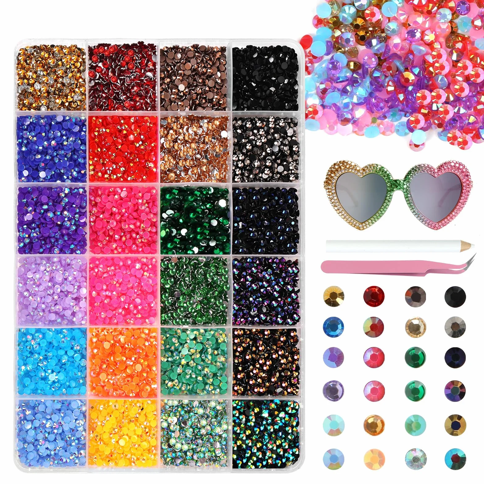Lot de 12000 Pierres Strass pour Ongles 3mm Nail Art avec Stylo à Cire et Pincette