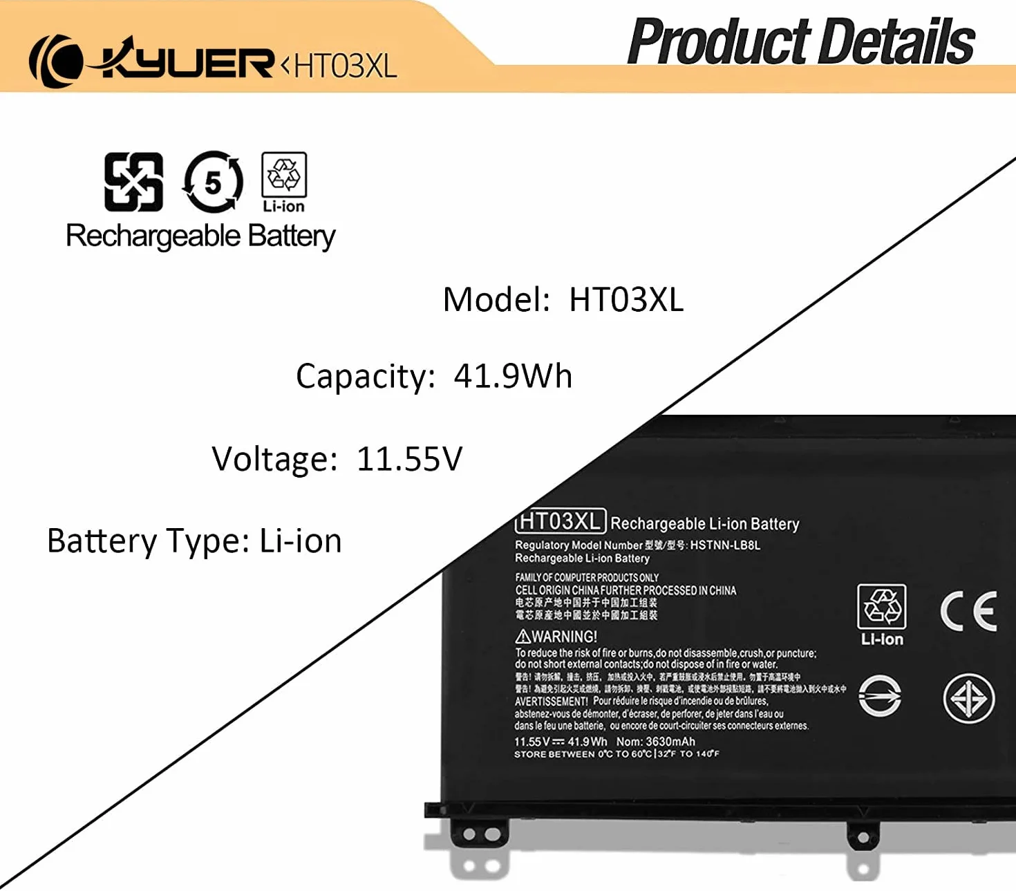 HT03XL HT03041XL L11119-855 Battery for HP Pavilion 15-CS 15-CW 15-DA 15-DB 15-DQ 15-DW 14-CE 14-CF 14-CK 14-CM 14-DH 14-DK 14-DQ 17-CA 17-by