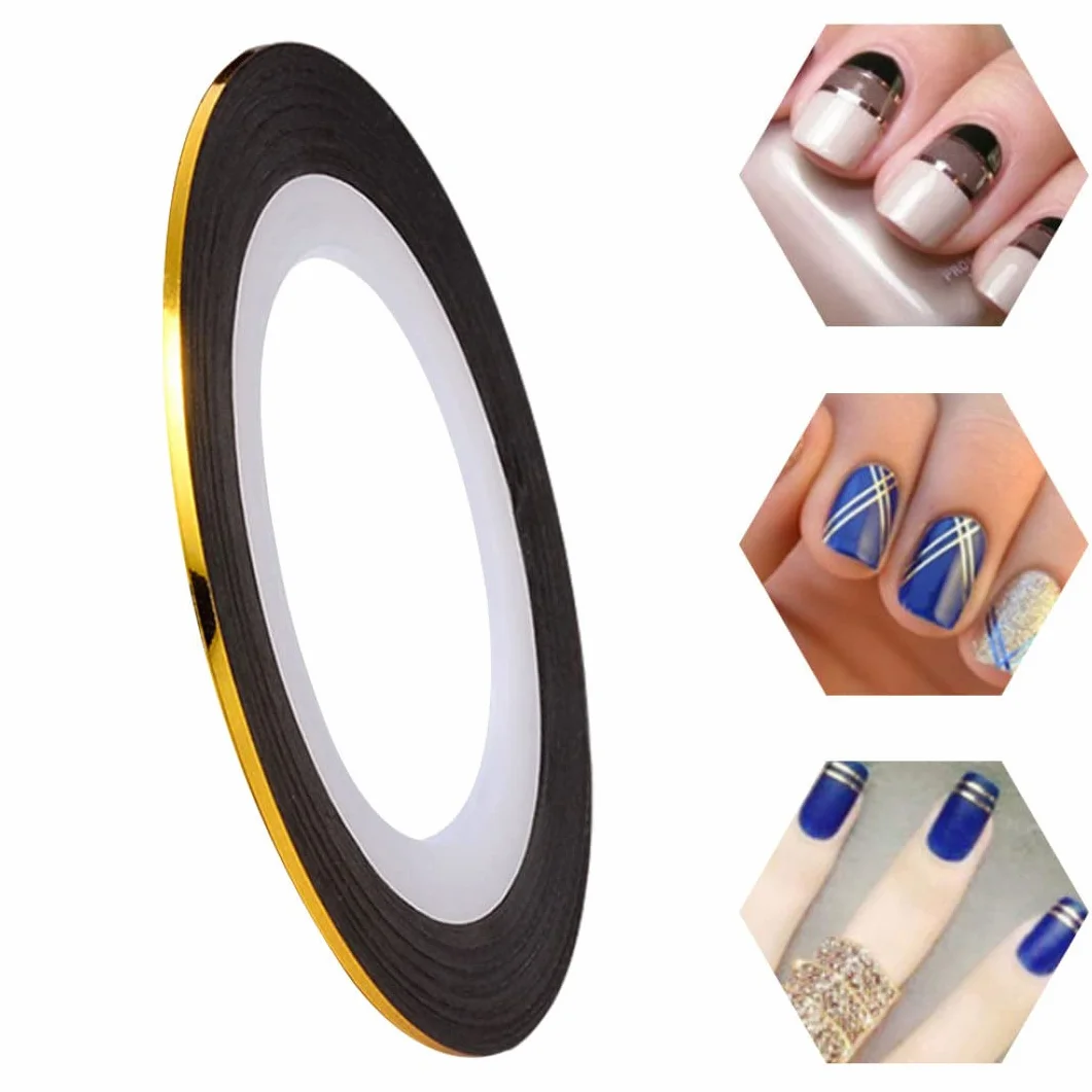 Ruban à rayures doré pour ongles, autocollants adhésifs pour ligne de décoration d'art d'ongle, bandes précises pour manucure de salon professionnel