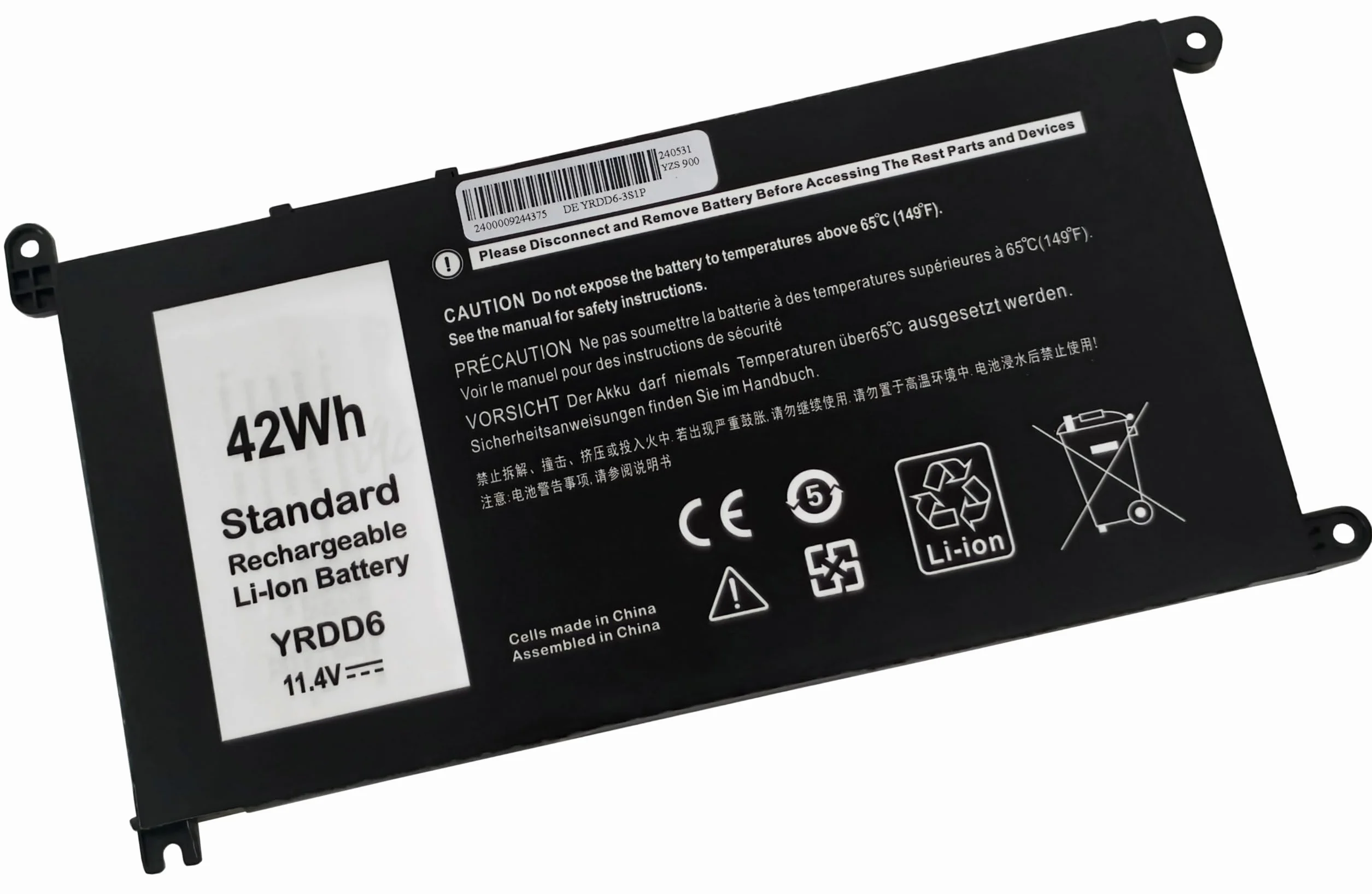 YRDD6 pour Dell Inspiron 5481 5583 3584 3781 Vostro 5481 5581 3583 5590 5490 3500 Latitude 3500, 42Wh