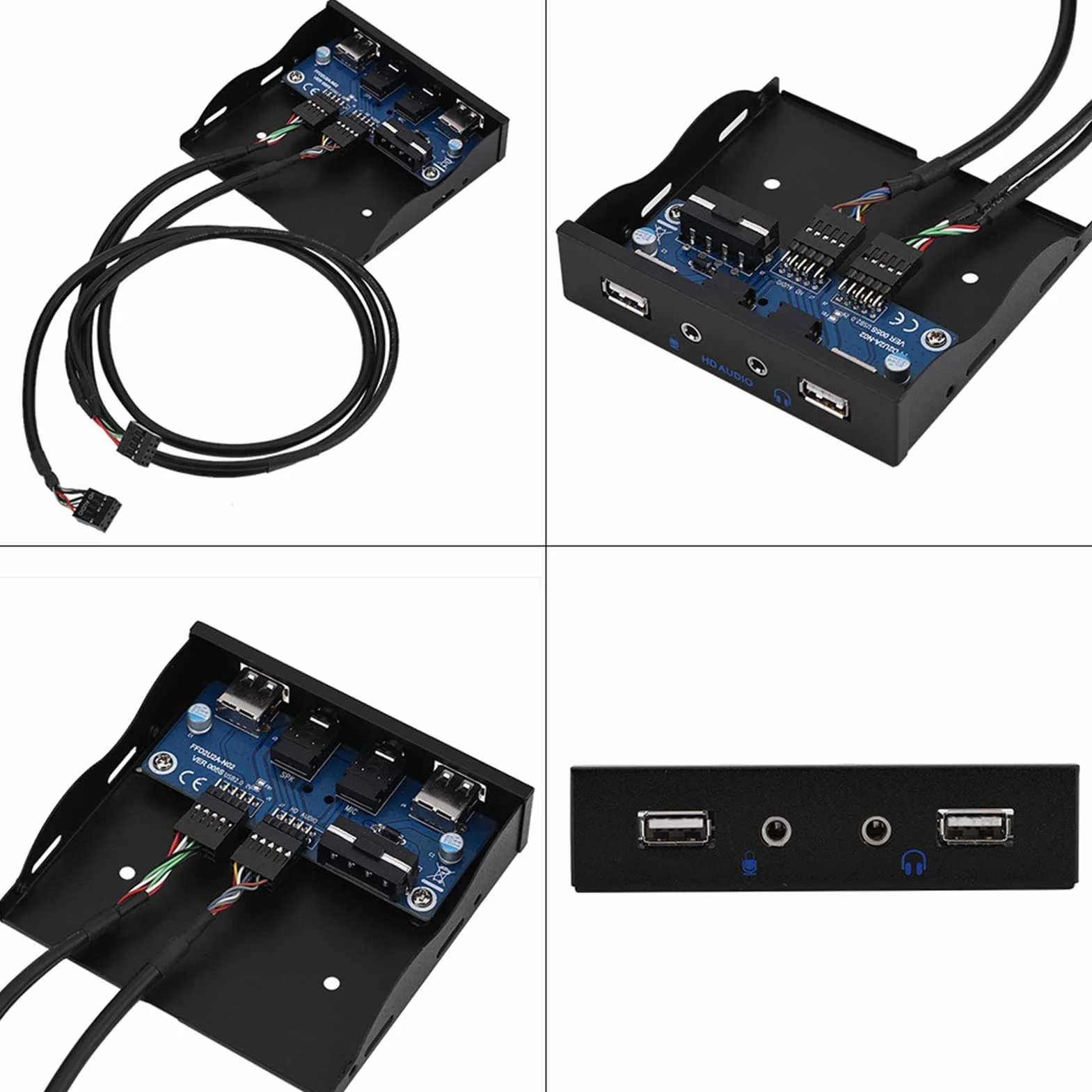Panneau Avant PC 3.5 Lecteur de Carte Interne USB 2.0 HDAudio 15x11x3 cm Interface 9 Broches