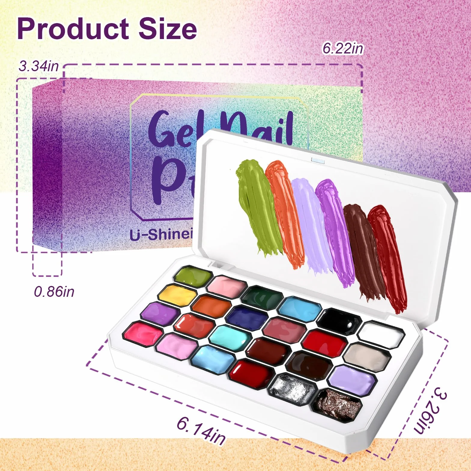 Gradient Painting Gel 24 couleurs vernis à ongles gel ombré avec 101 éponges à ongles et tweezer pour French Manucure DIY Nail Art Set