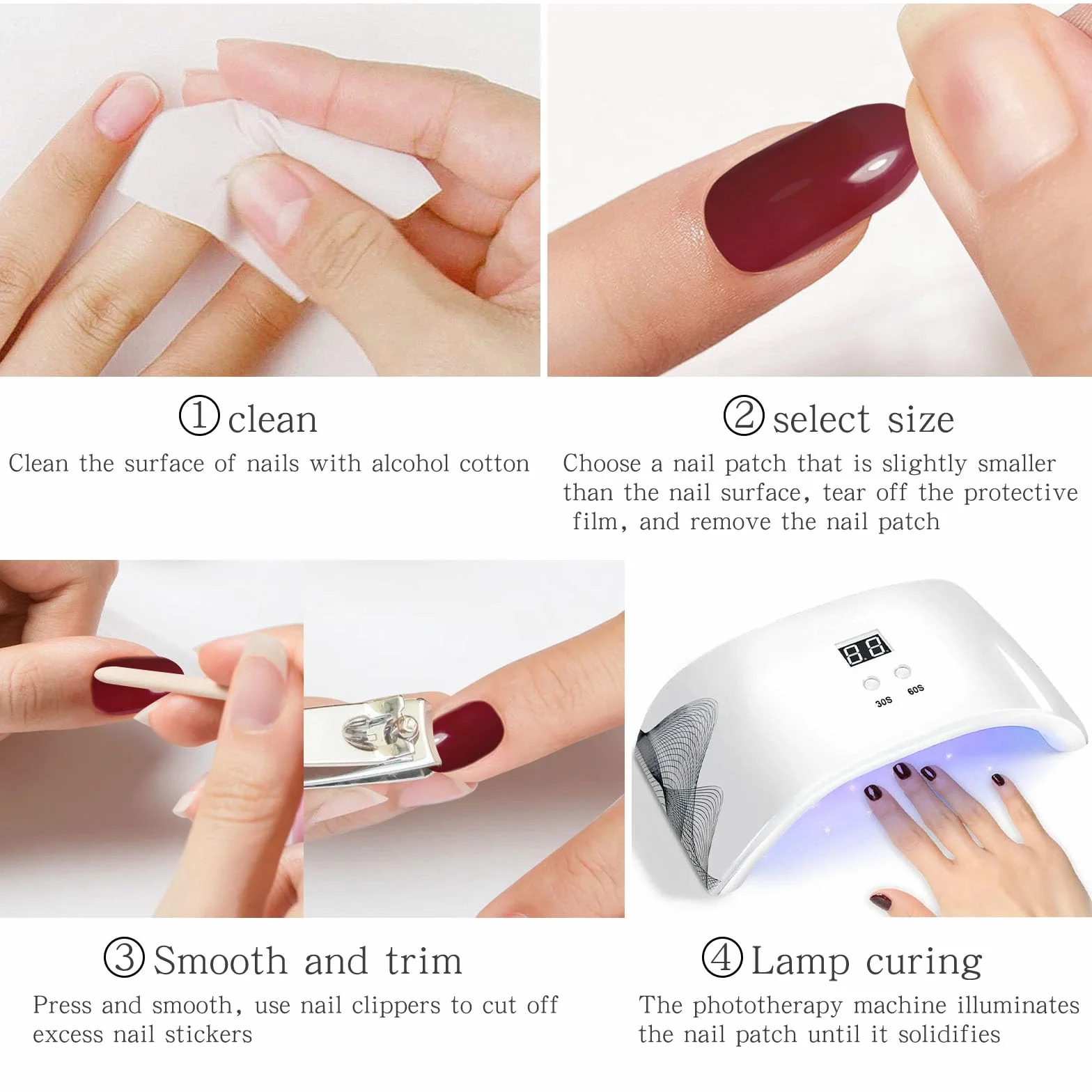 JMEOWIO Fleur Blanche Gel Nail Stickers Semi-durci Autocollant Ongle Gel Uv Deco Nail Art Manucure
