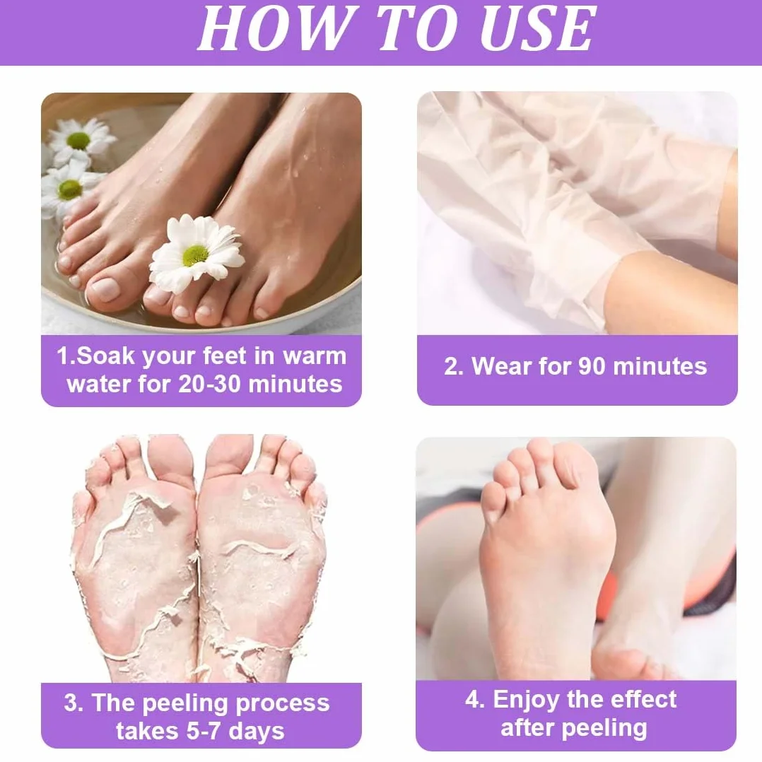 Masque peeling pieds exfoliant, 2 paires, Callus peeling