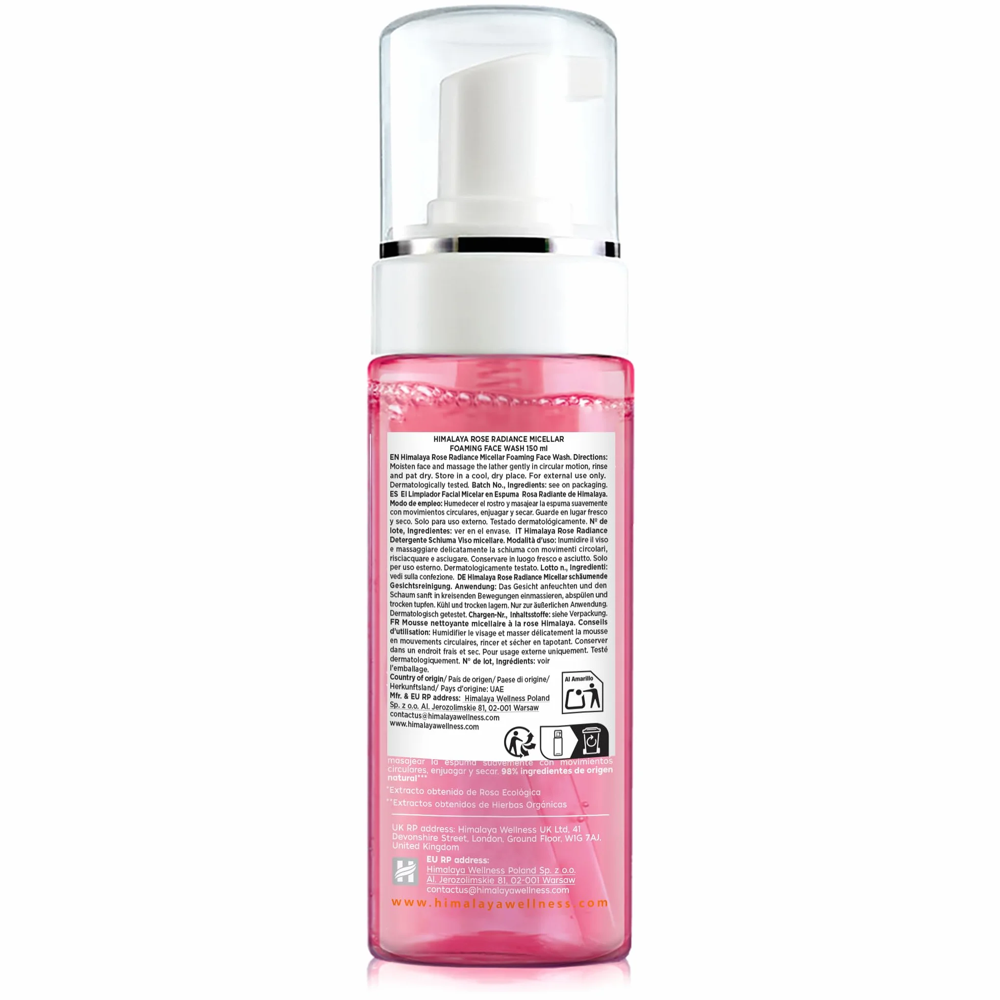 Himalaya Rose Radiance Nettoyant moussant micellaire visage 150 ml