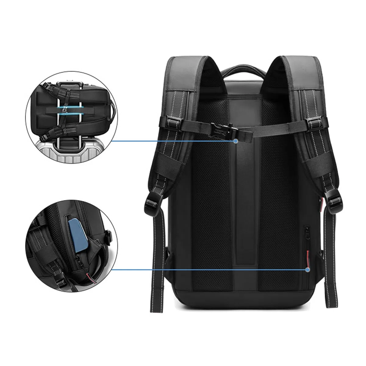 Bewinner Sac à Dos de Compression Sous Vide 25 L 60 L, Extensible, Résistant à L'eau, avec Compartiment pour Ordinateur Portable de 17 Pouces, pour Hommes et Femmes, Sac de Week-end