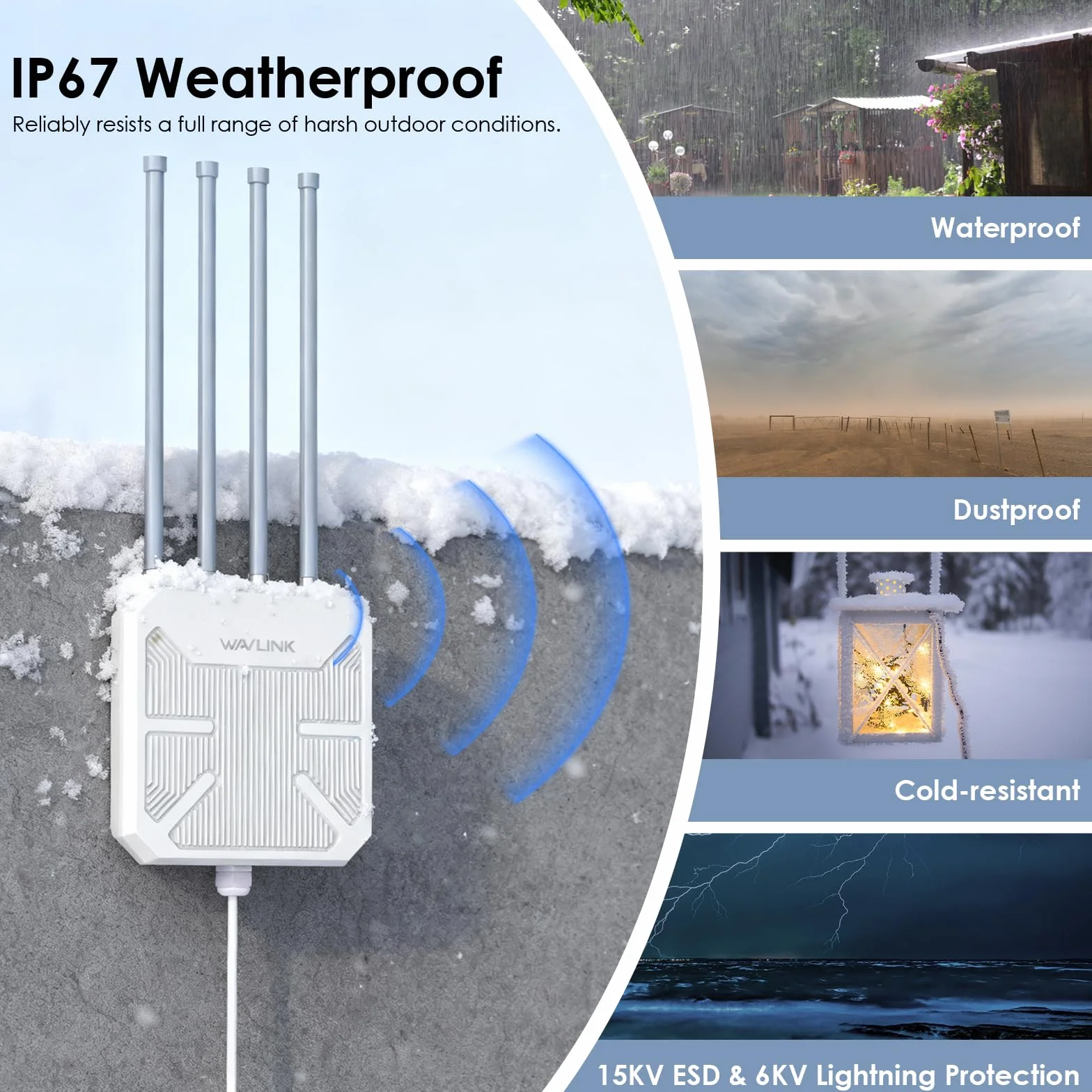 Répéteur WiFi Extérieur Puissant Wavlink AX3000 Mesh Outdoor PoE Antenne Longue Portée