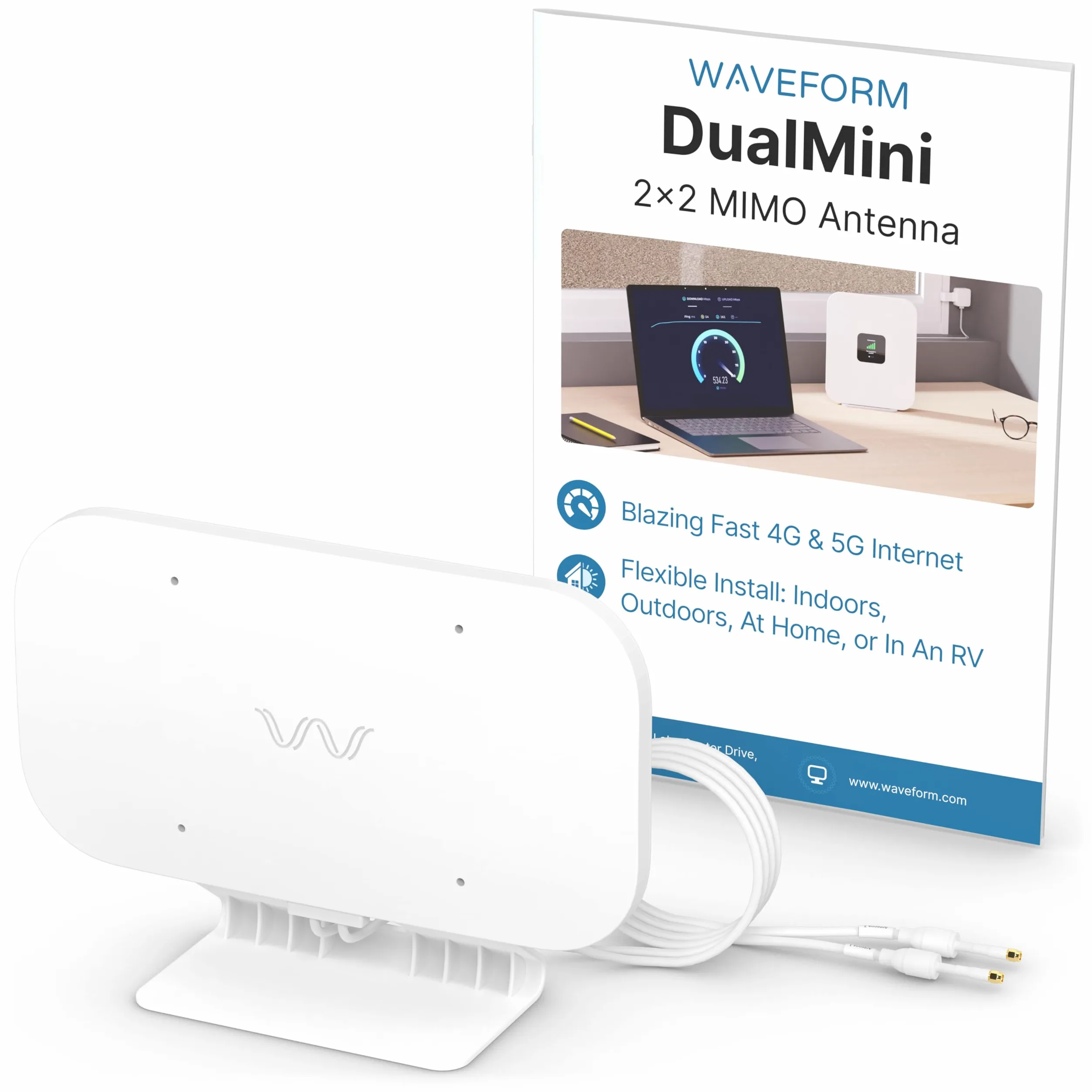 Waveform DualMini Antenne de fenêtre MIMO 2 x 2 profil bas | Routeurs omnidirectionnels 4G/5G et points d'accès | Pour Netgear M5 (MR5200) & M6 (MR6150 & MR6550), Orbi, Vodafone | Maisons et