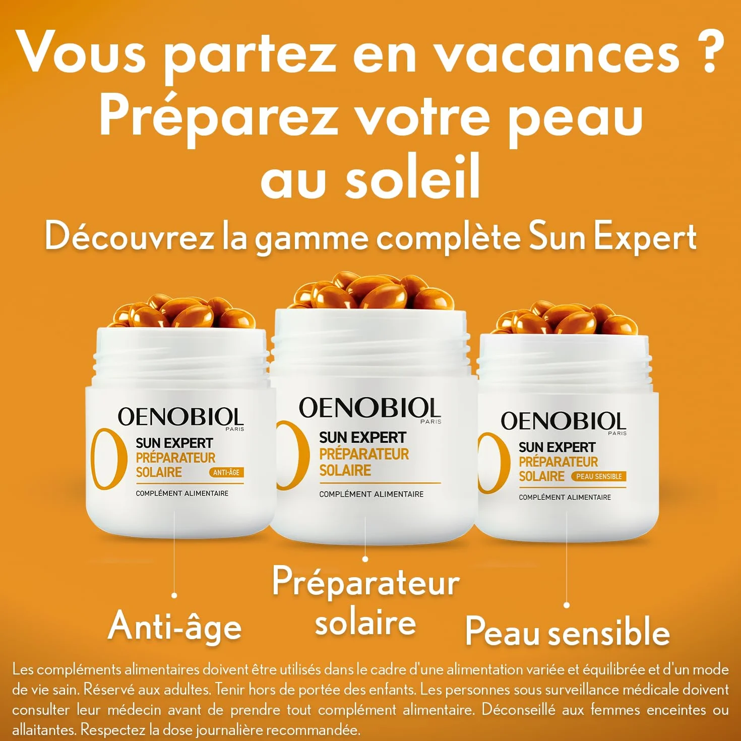 OENOBIOL SUN EXPERT Complément Alimentaire Anti-Âge 30 capsules Protection Solaire