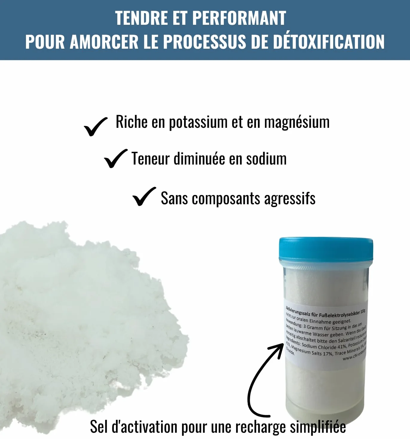 Hydrosana Sels activateurs pour bain de pieds ionique 100g désintoxication