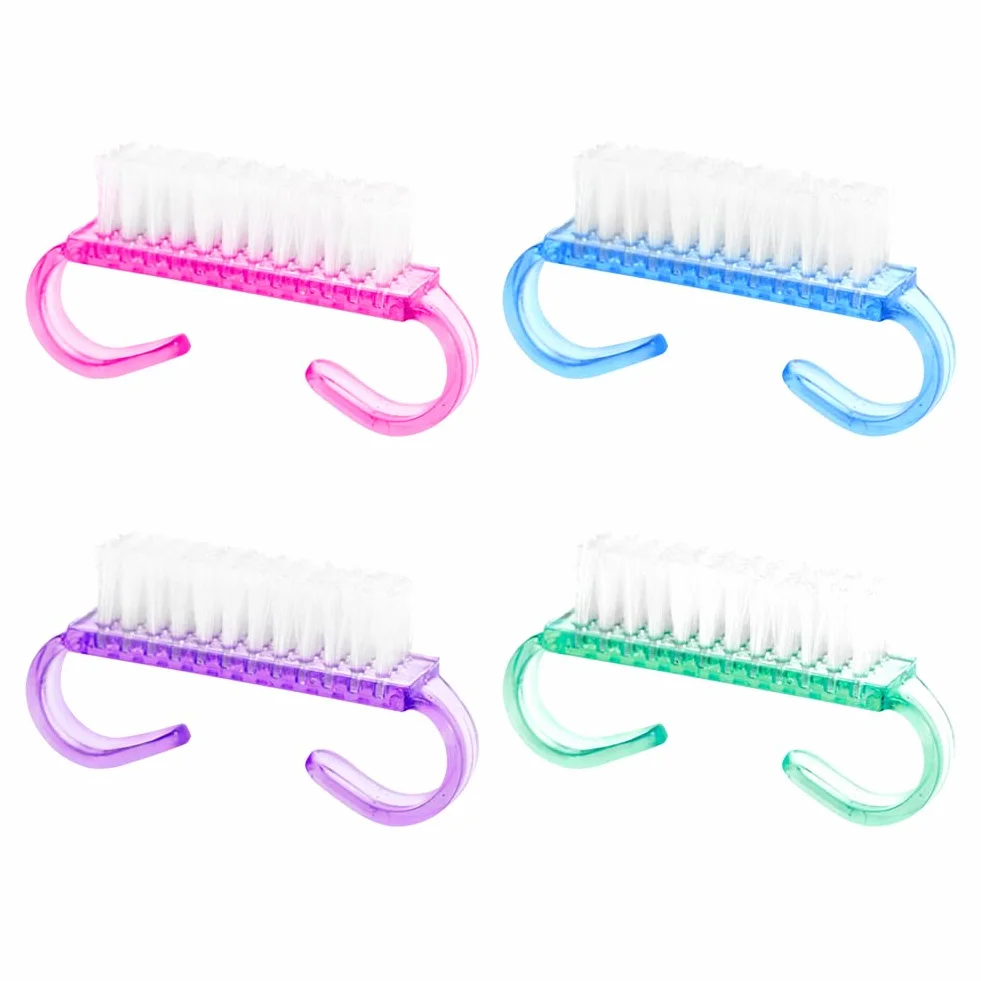Lot de 4 Brosse à Ongles avec Poignée en Plastique, Outil de Nettoyage Nail Art, Brosse Exfoliante pour Ongles et Orteils