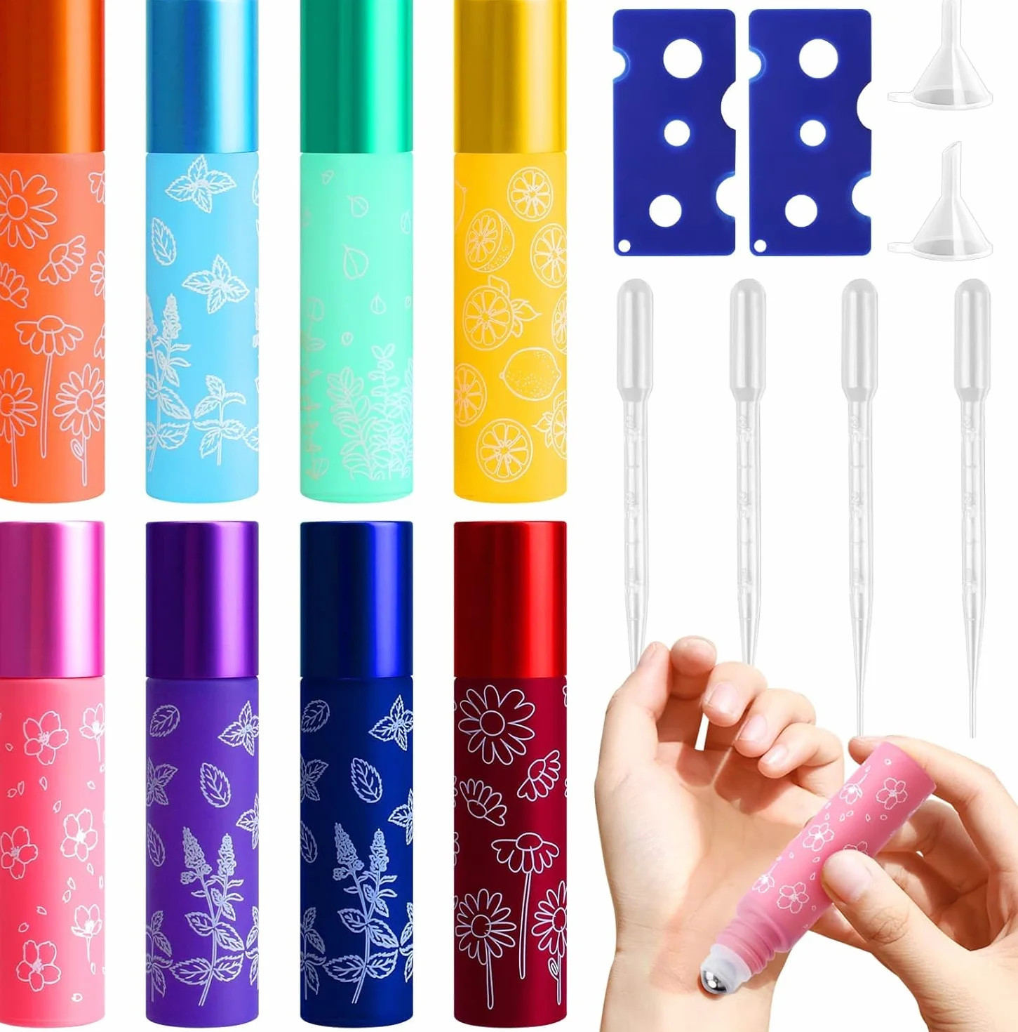 Bouteilles en Verre 10 ml pour Huiles Essentielles, Flacons Vide Rechargeable avec Compte-gouttes
