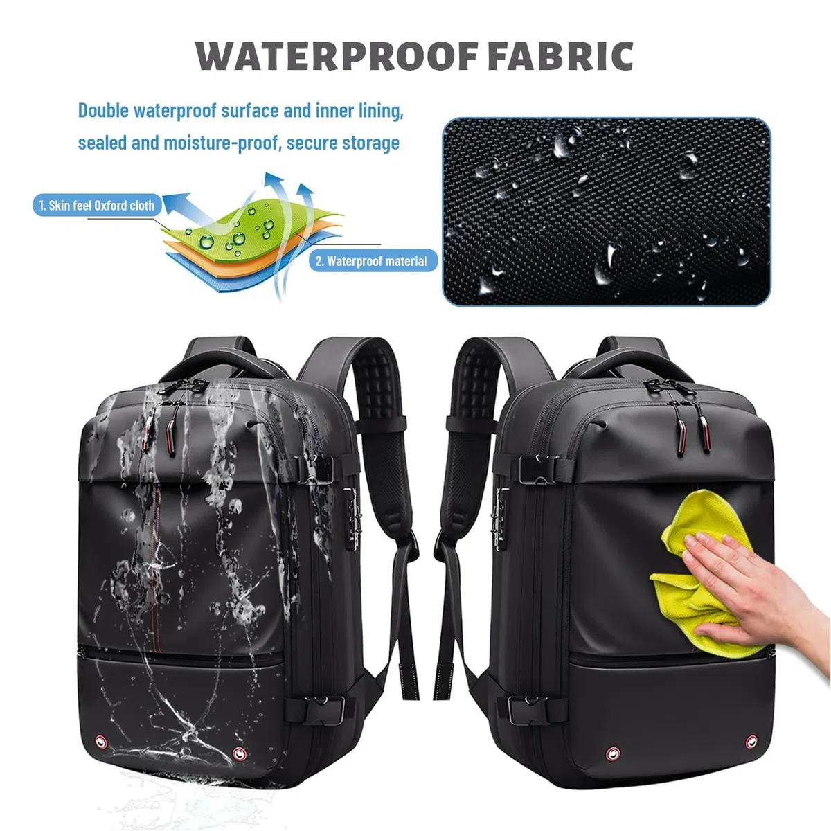 Bewinner Sac à Dos de Compression Sous Vide 25 L 60 L, Extensible, Résistant à L'eau, avec Compartiment pour Ordinateur Portable de 17 Pouces, pour Hommes et Femmes, Sac de Week-end