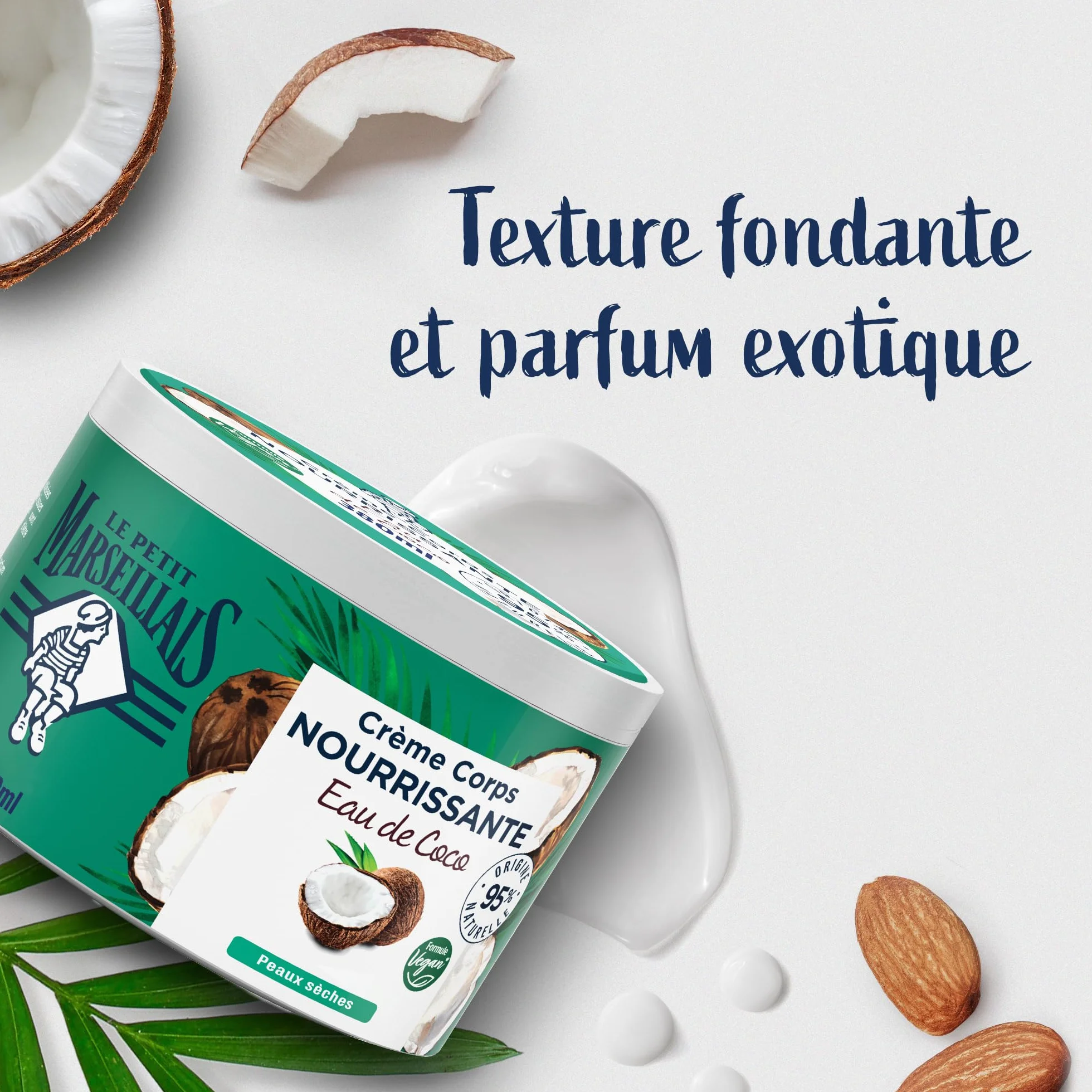Le Petit Marseillais Crème Corps Nourrissante Eau de Coco 380 ml Crème hydratante peaux sèches Vegan