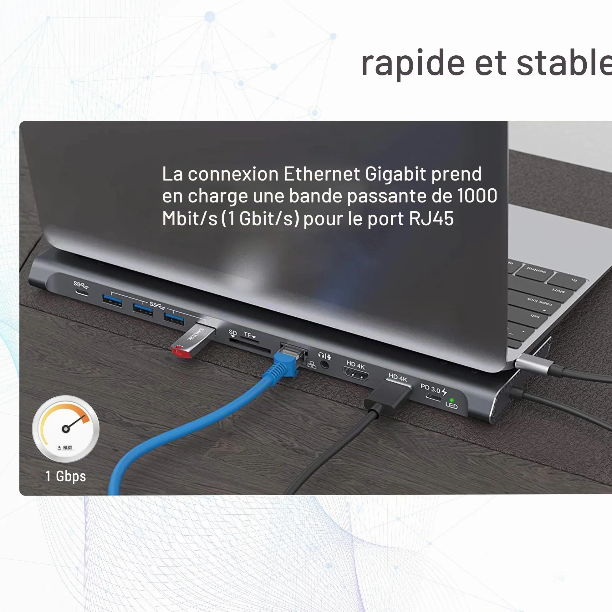 XtremeMac Adaptateur Hub USB-C 12 en 1 - Station d'accueil pour Apple MacBook Type C, Ethernet, 4X USB 3.0, 2X USB C PD, 2X 4K HDMI, Micro Audio, Lecteur Carte SD/TF
