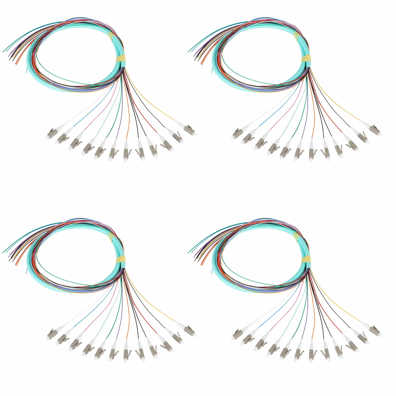 Lot de 4 paquets de 12 fibres optiques LC OM3 multimode (MM) de 1,5 m pour ingénierie réseau d'accès à fibre optique