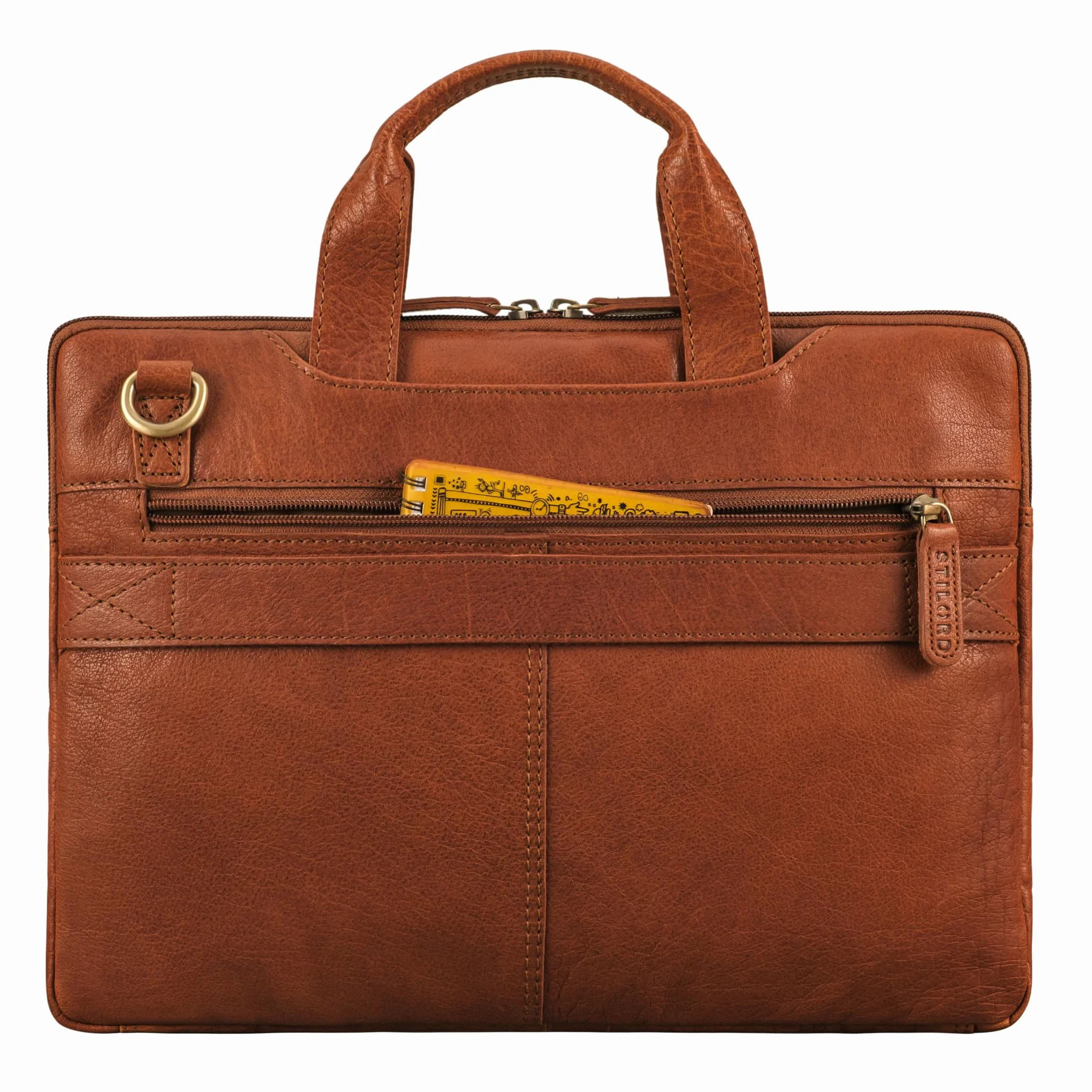 STILORD Ross Vintage Sacoche Ordinateur 14 Pouces Homme Cuir Véritable Étroit Housse Ordinateur Cuir Femme Serviette pour Travail Business Voyage Couleur:maraska - Marron