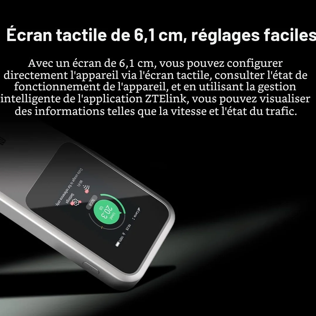 ZTE MU5120 Hotspot WiFi Portable 5G 10000 mAh Charge inversée 18 W NFC écran Tactile 2,4" 32 appareils SIM déverrouillée