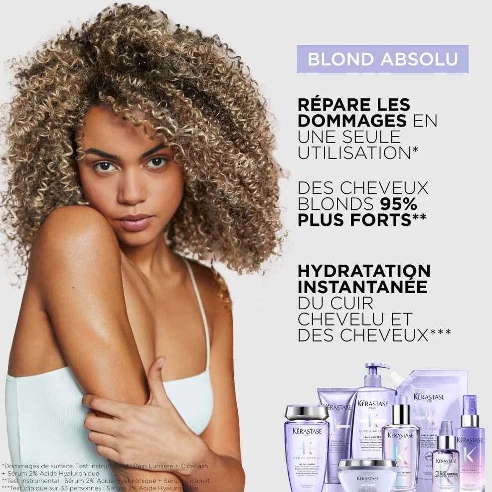 KÉRASTASE Blond Absolu Coffret Bain Lumière Fondant Cicaflash Sérum Cicaplasme Cheveux Blonds Décolorés Méchés
