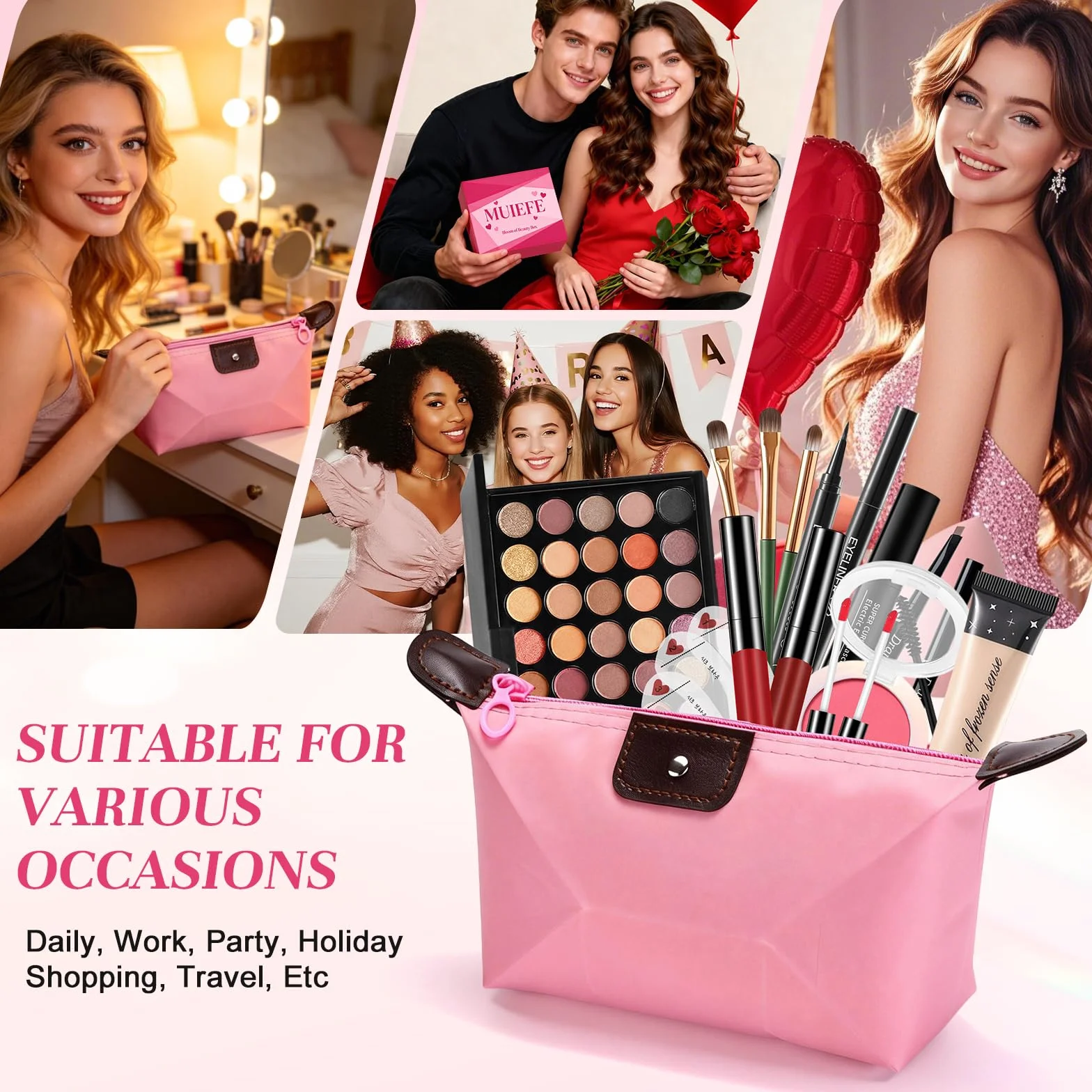 Coffret Maquillage Femme Kit Maquillage Portable avec Palette Yeux Fond de Teint Mascara