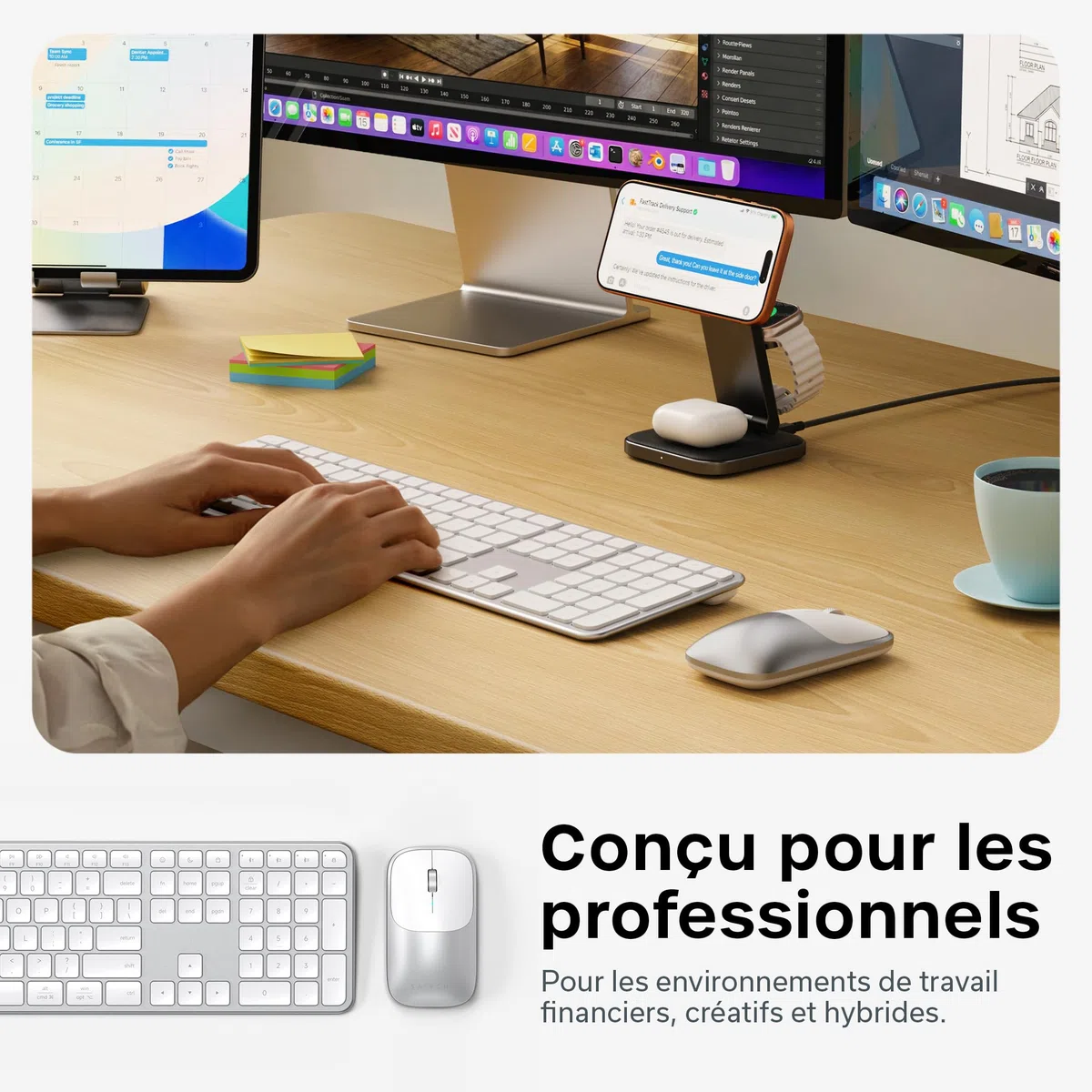Satechi Combo Clavier et Souris sans Fil Slim CEX3, QWERTY US, Argent