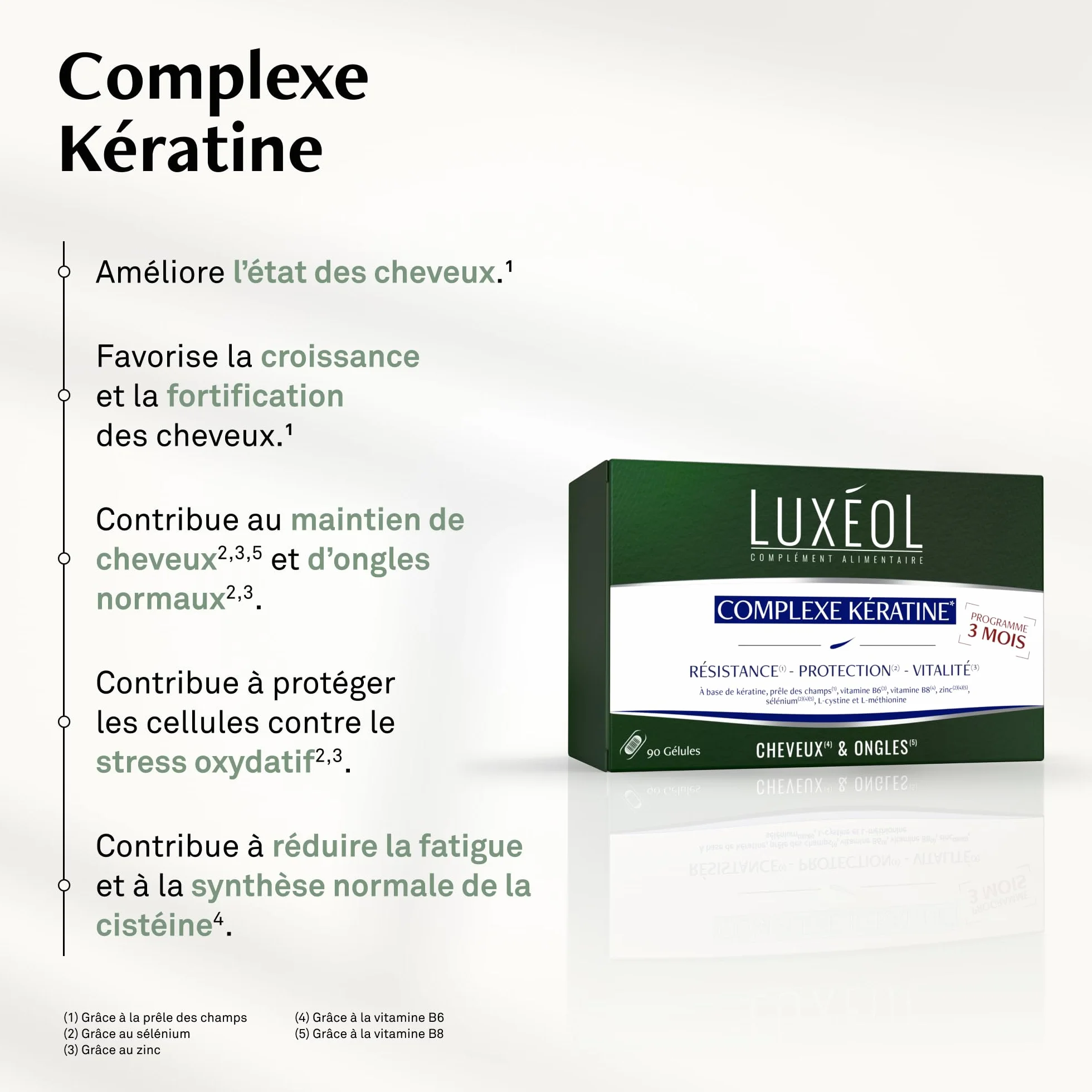 Luxéol Complexe Kératine 3 mois Complément alimentaire Cheveux & Ongles 90 Gélules