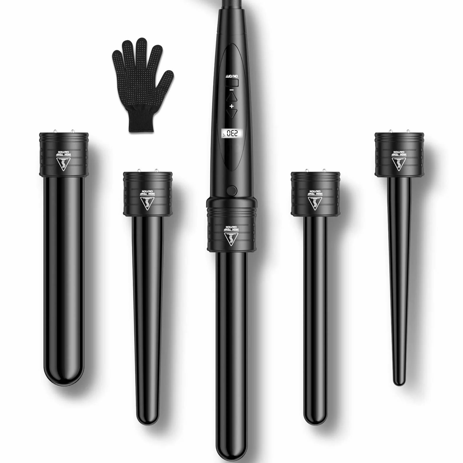 Fer à Boucler Céramique 5 en 1 avec Écran LCD Multifonction Interchangeable ET-W301