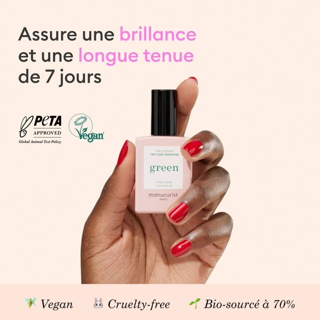 Manucurist Top Coat Sunshine Green Vernis à Ongles Vegan 9-Free 15ml