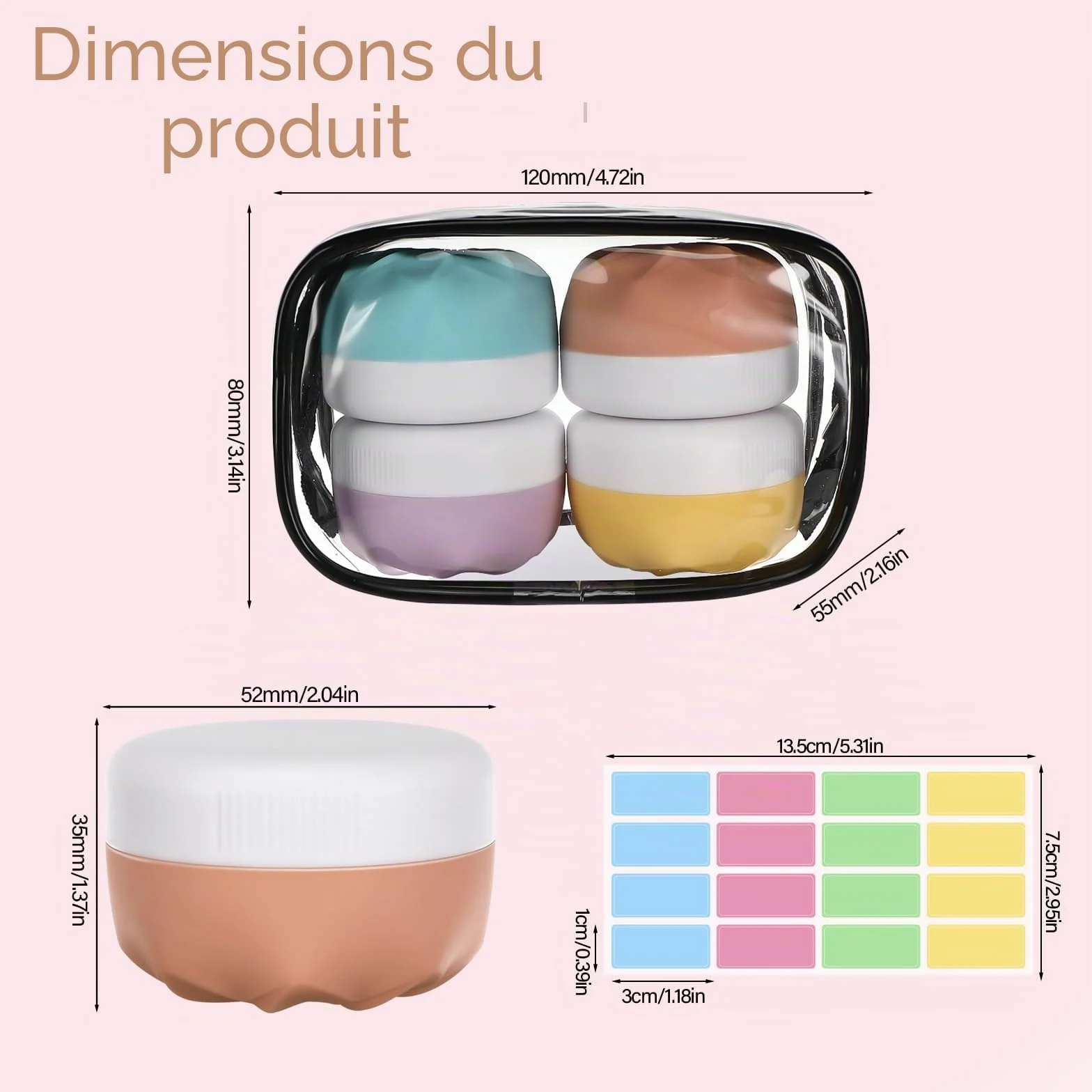 Pavlleen 4 Pièce Silicone Travel Toiletry Containers 30 ml Crème Pots Accessoires de Voyage