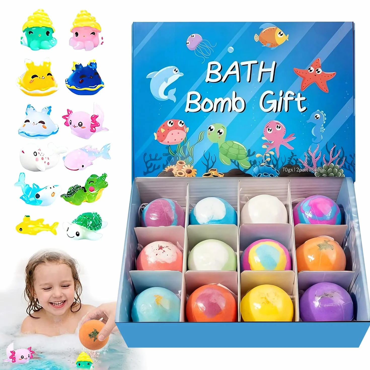 Bombes de Bain pour Enfants Surprise, 12 Pièces Jouets Dinosaures Cadeau Anniversaire Garçons Filles