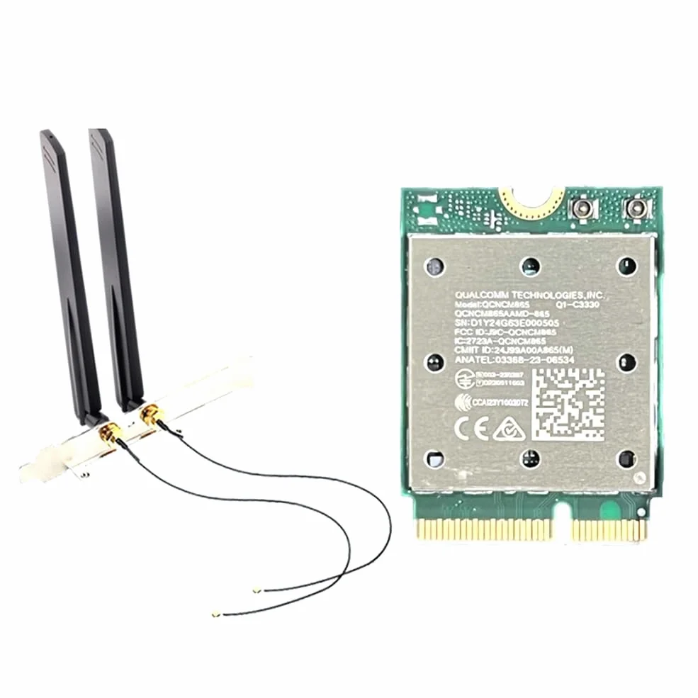 Carte WiFi7 QCNCM865 sans Tri Band WiFi7 QCNCM865 2,4 Gbit/S Bluetooth 5.4 Adaptateur Réseau sans 2,4G/5G/6Ghz pour Win11 pour 802.11be M.2 NGFF WLAN Carte WiFi Uniquement pour Win11