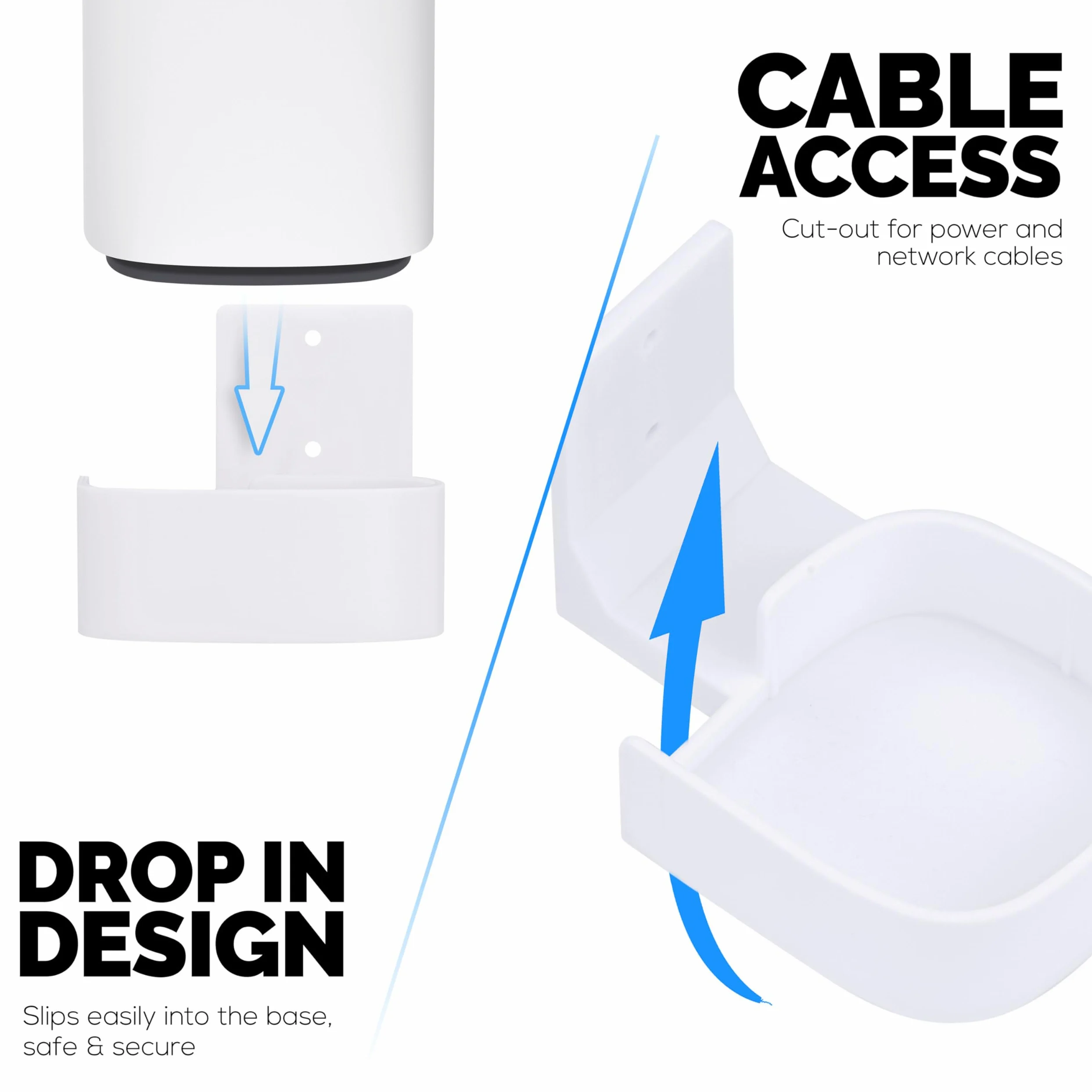 Support mural sans vis pour routeur Linksys Velop Pro 6E (AXE5400) WiFi Mesh, support facile à installer, option de montage adhésif et vis, par Brainwavz