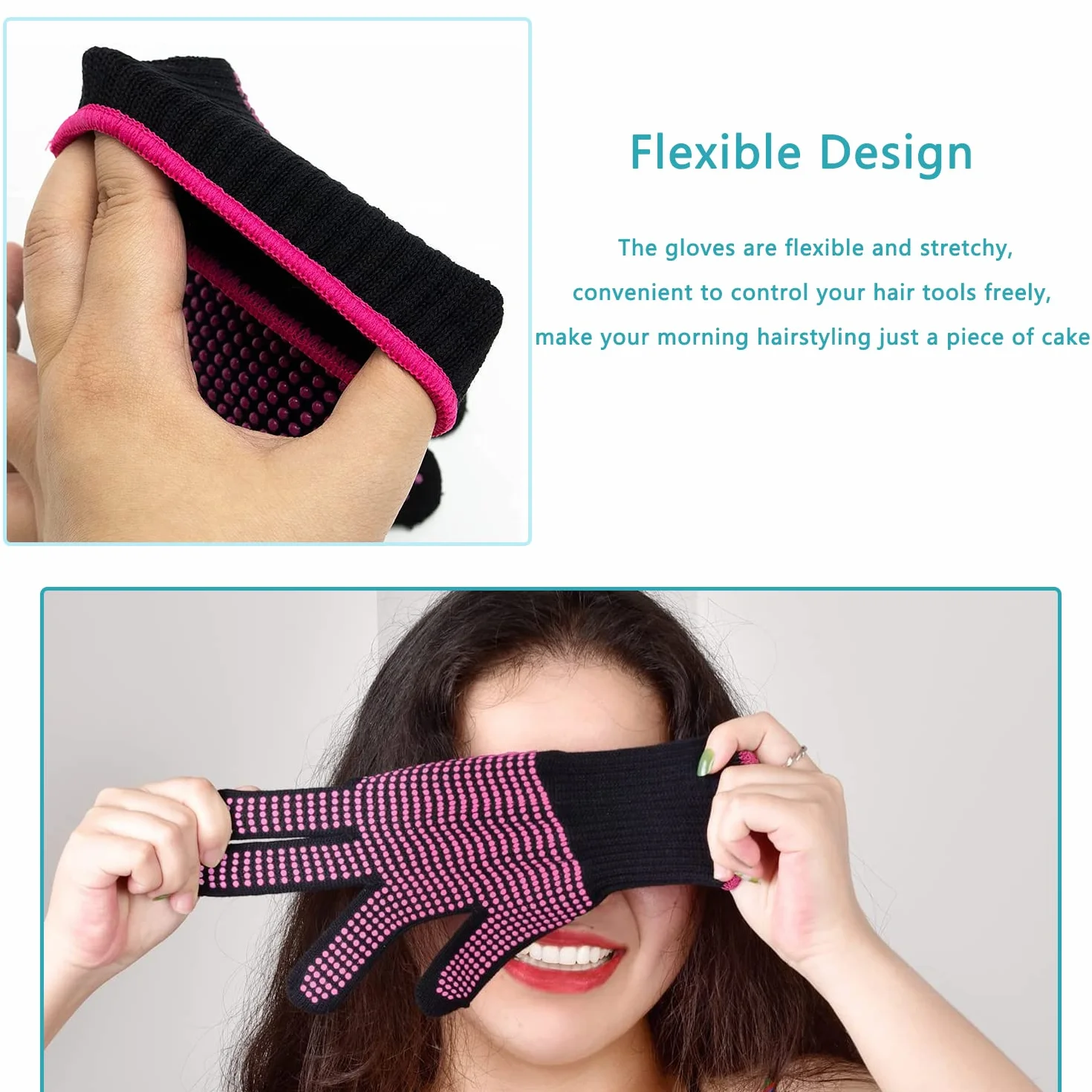 Gant de Protection Coiffure Résistantes à la Chaleur en Silicone Antiglisse 2 Pièces