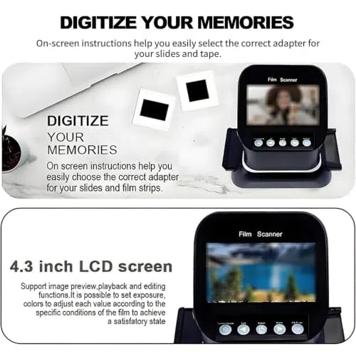 Scanner Numérique De Films Et Diapositives 4,3 Pouces, Haute Résolution 120, Compatible avec 5 Formats De Film 120, Écran LCD 1080p, Conversion De Négatifs Et Diapositives 35 Mm, 135, 126 Et 127