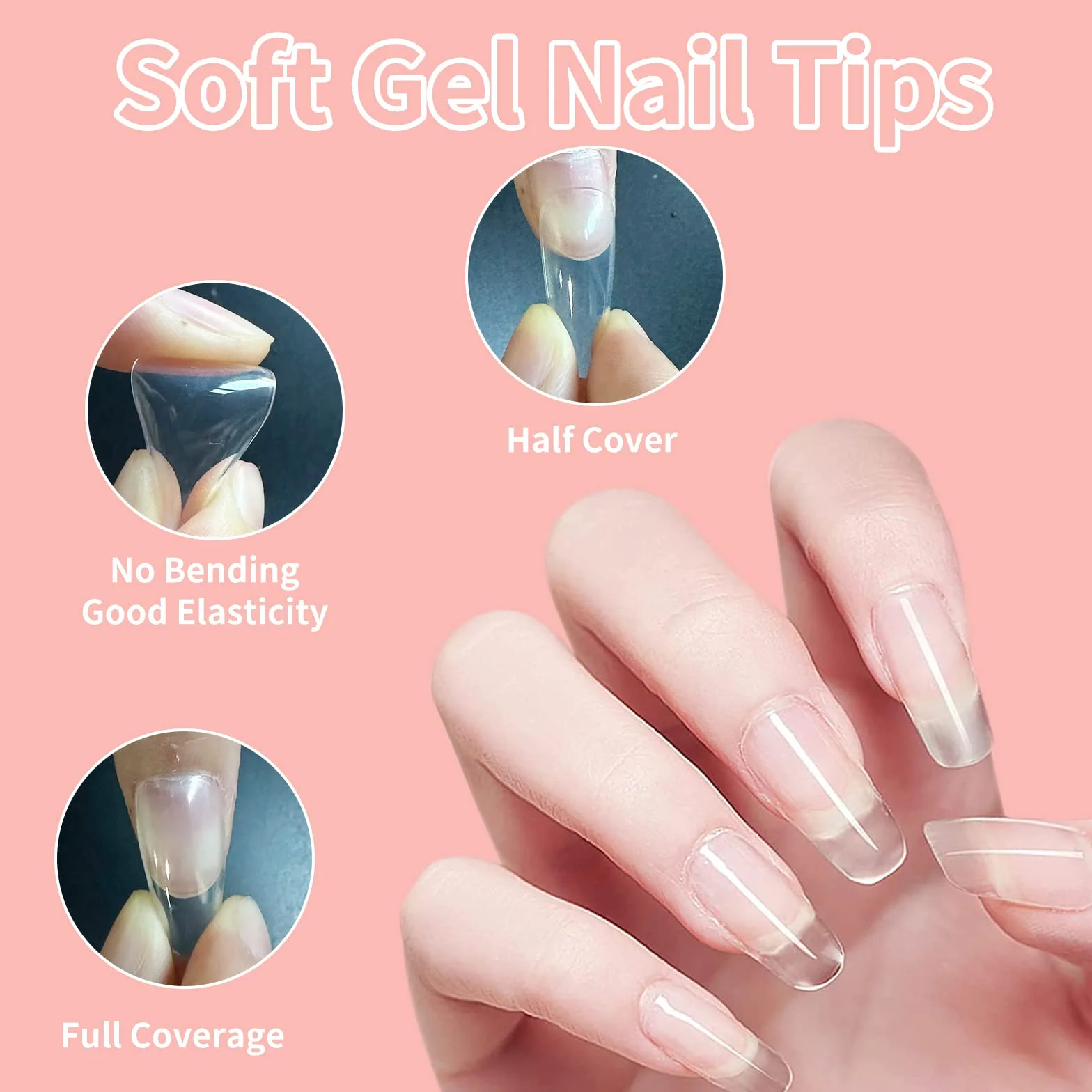 Kit Capsule Ongle Americaine 600 Pcs Ongles à Presser Transparents Lampe UV Colle Pour Extension Acrylique