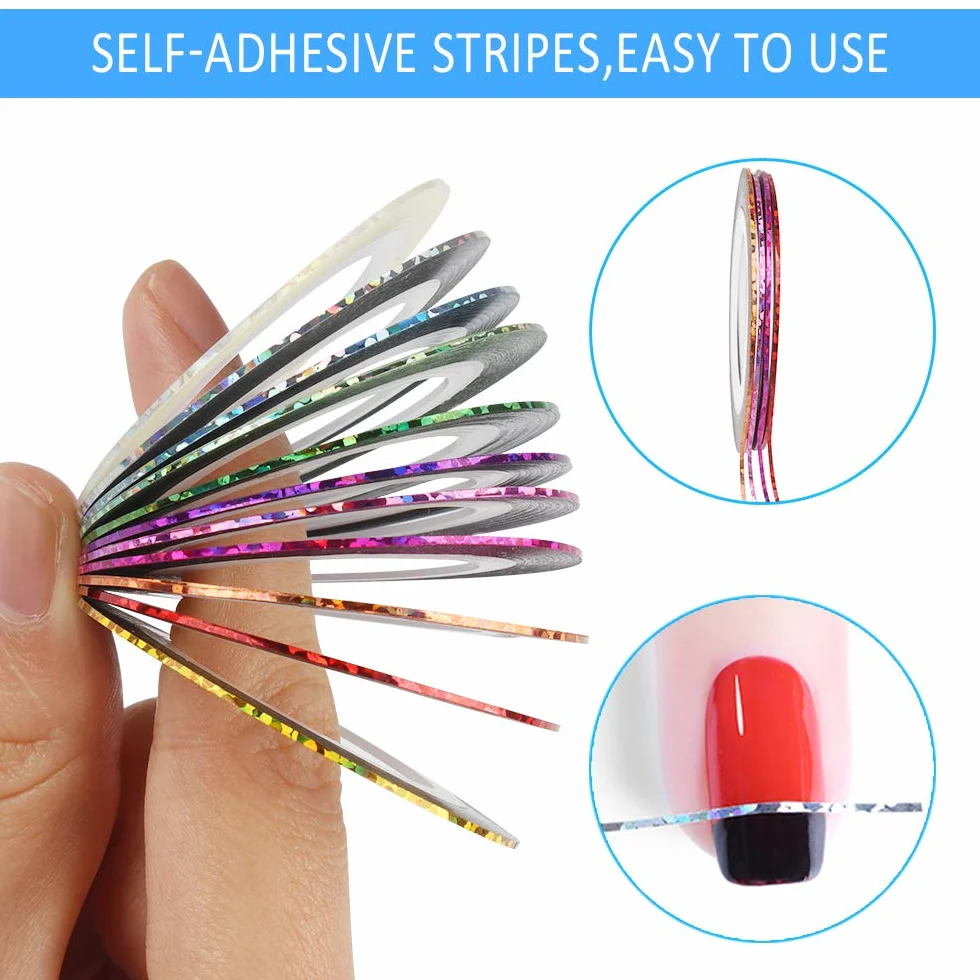 Dadabig 60PCS Nail Art Stripes Sticker Autocollant Fil Striping Tape Bande Manucure Rouleau à Ongles Ruban