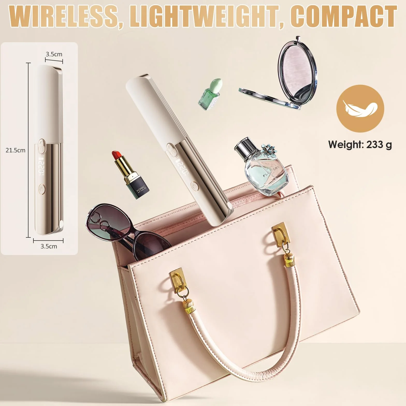 Lisseur Cheveux Mini Fer à Lisser Céramique 7 Températures 160℃-220℃ LCD-Display Voyage (Blanc)