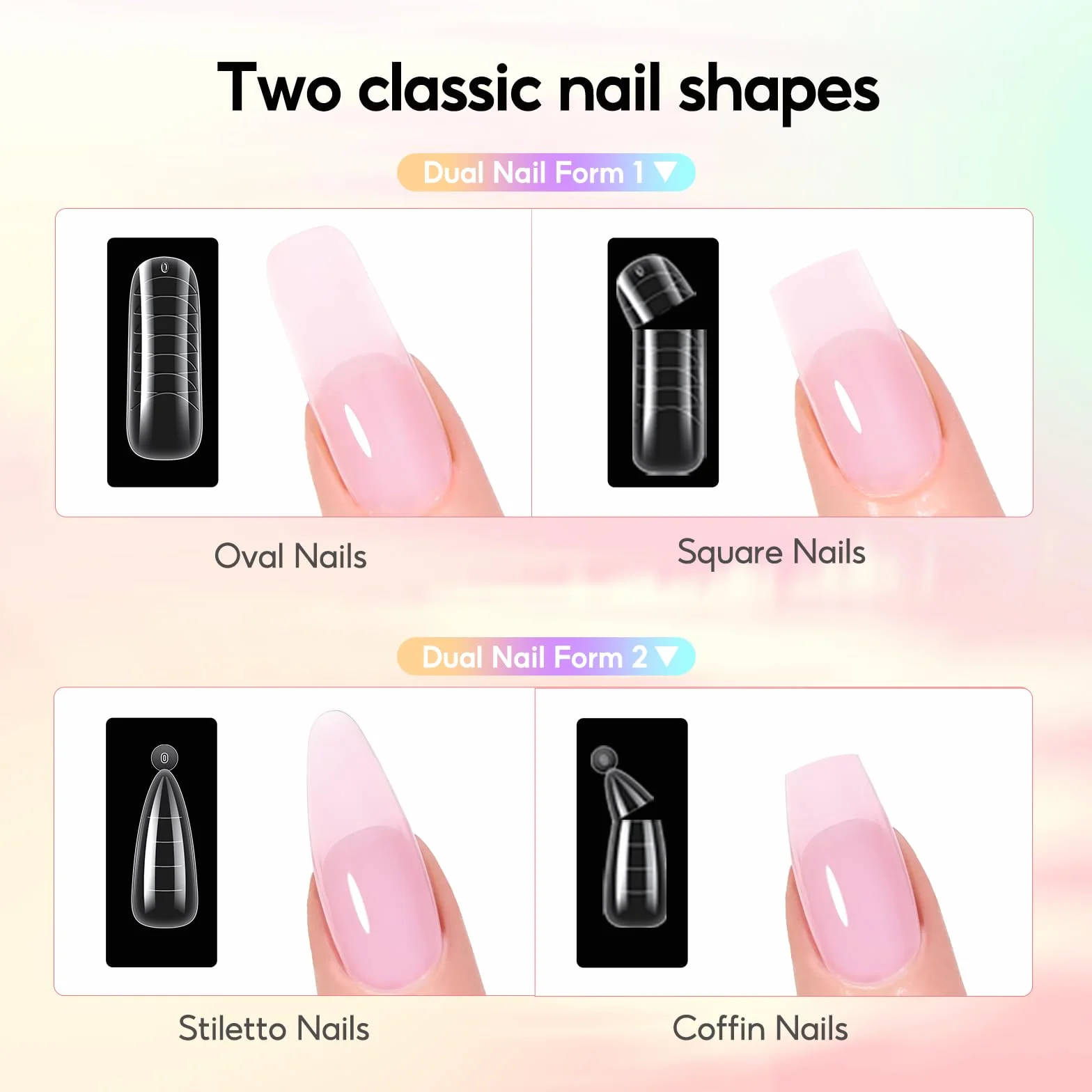 COSCELIA Poly Nail Gel Kit UV Complet, 4 Couleurs Extension Gel Art Set avec Lampe, Base & Top Coat, Faux Ongles 10ml