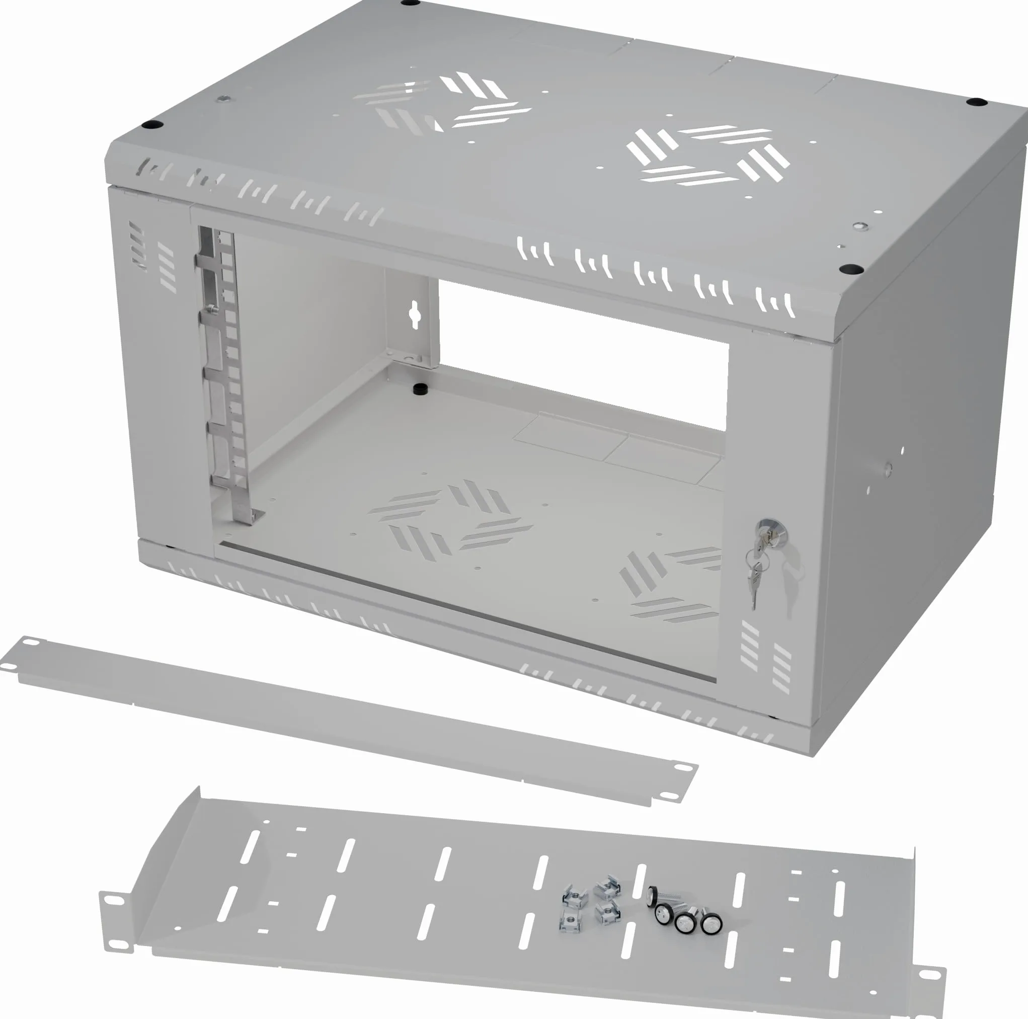 Armoire Réseau 6U et Etagere 19 Pouces 1U Kit - Baie Informatique et Baie de Brassage en Acier - Capacité de Charge 25 kg - Profondeur Variable - Armoire Informatique