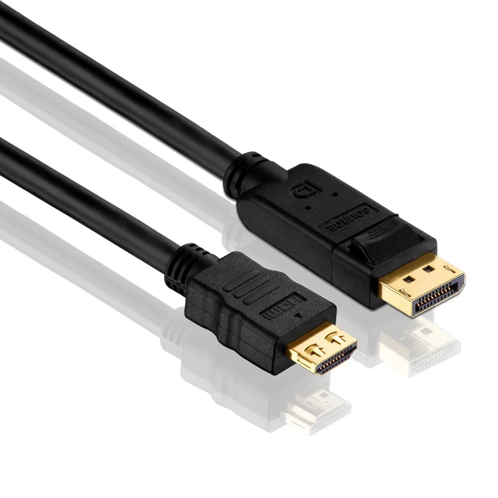 PureLink PI5100 Câble adaptateur DisplayPort à HDMI (2K FullHD (1080p), Ethernet), DisplayPort mâle (20 broches) à HDMI mâle (19 broches), certifié, 15,0m, noir